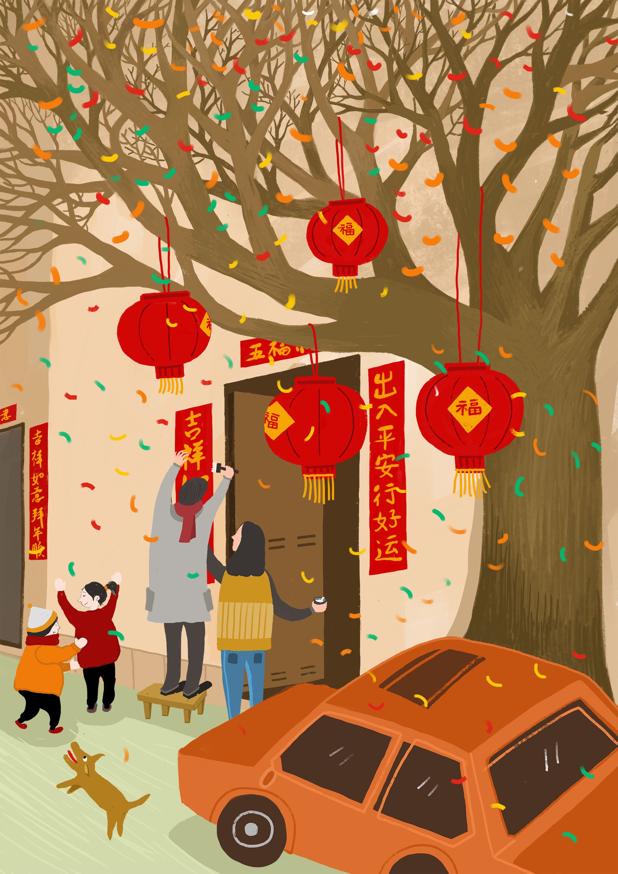 贴春联 - 苏小泡 - 原创作品 - 视觉中国(shijueme)