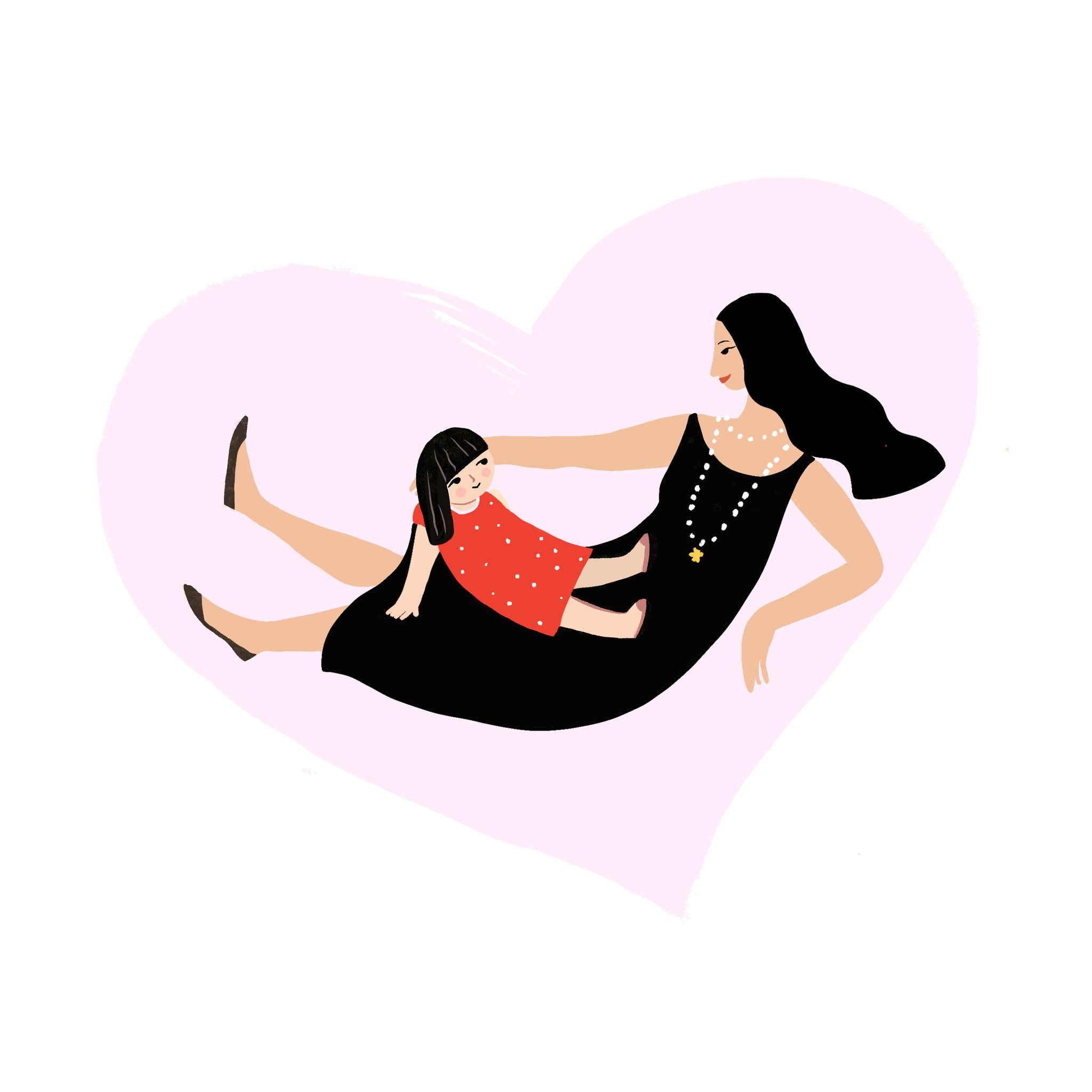 母亲节妈妈和女儿插图手绘