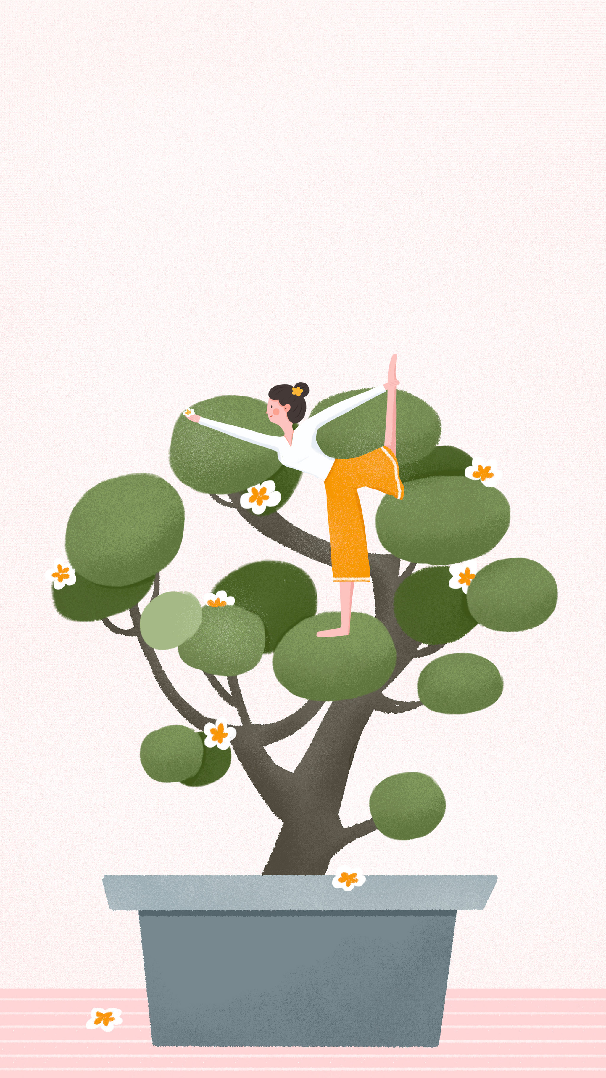 小清新手机壁纸锁屏瑜伽女孩