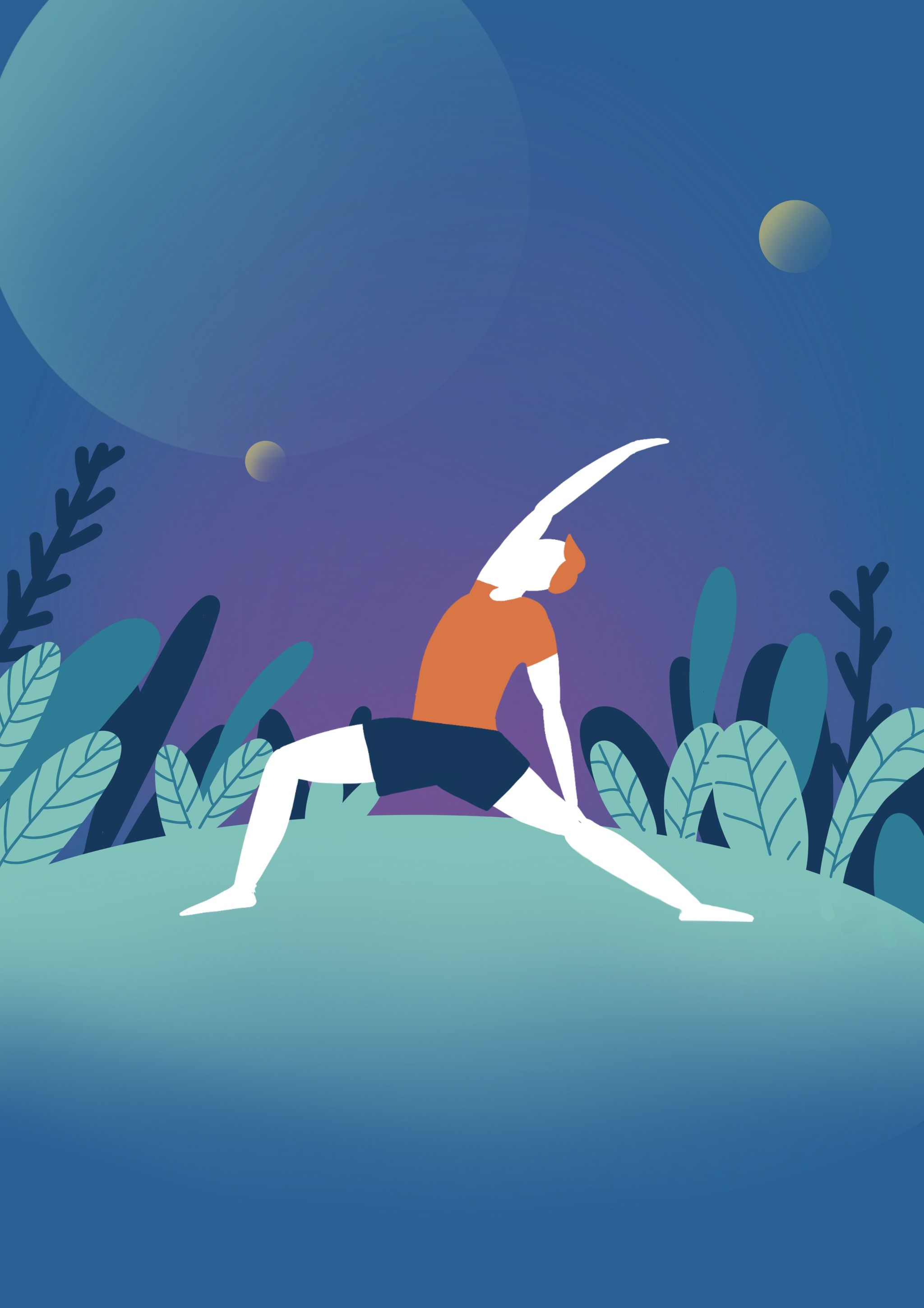 瑜伽动作海报扁平插画