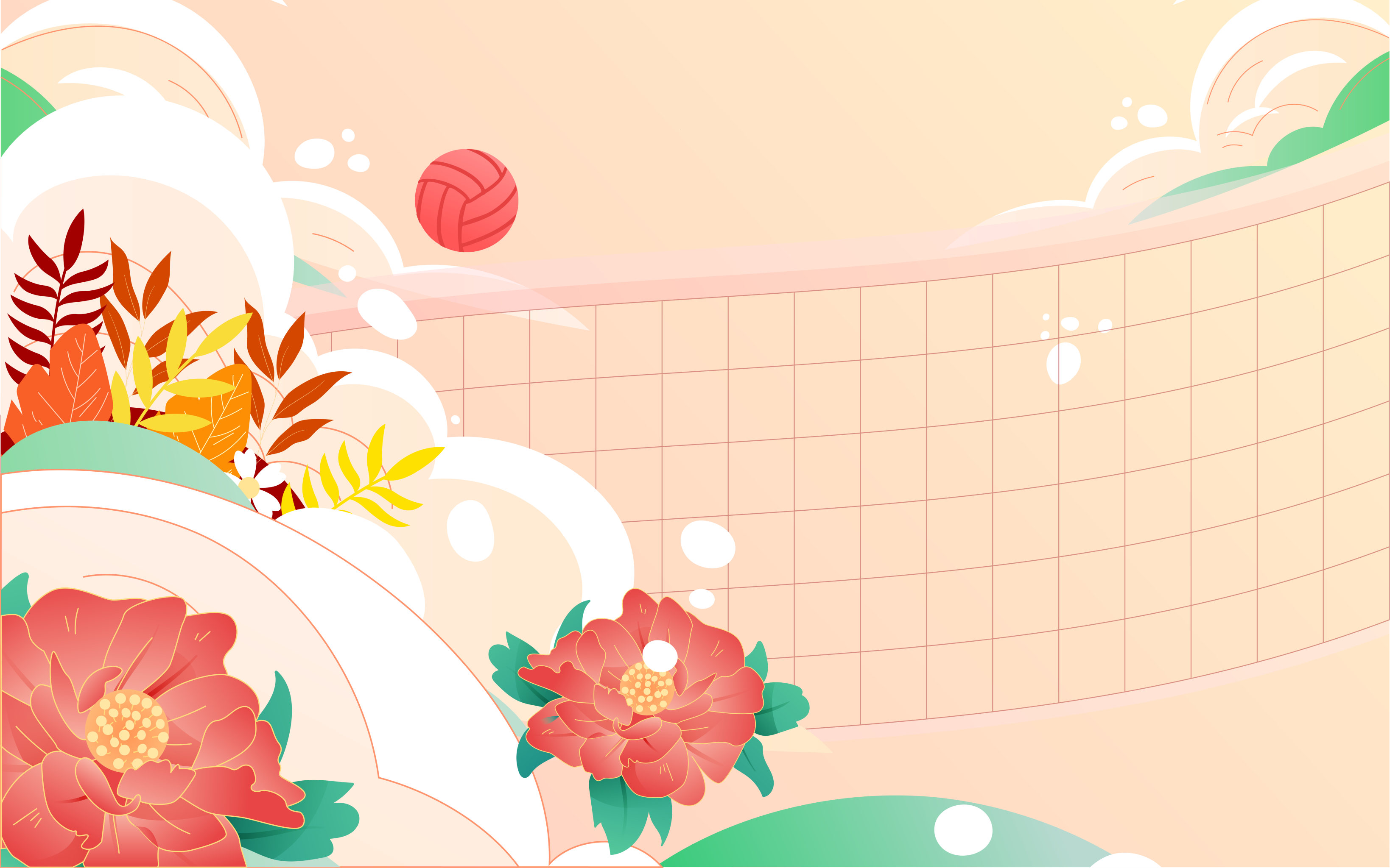 奥运会运动员排球比赛矢量海报女排精神插画