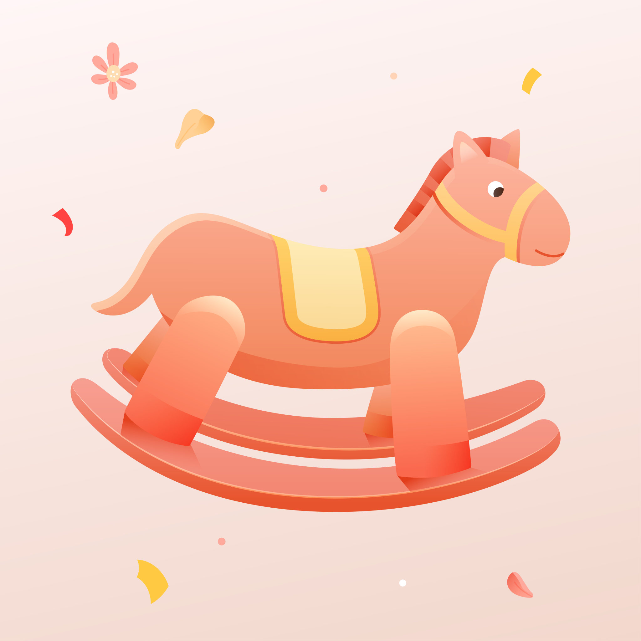 卡通六一儿童节木马儿童玩具矢量插画素材