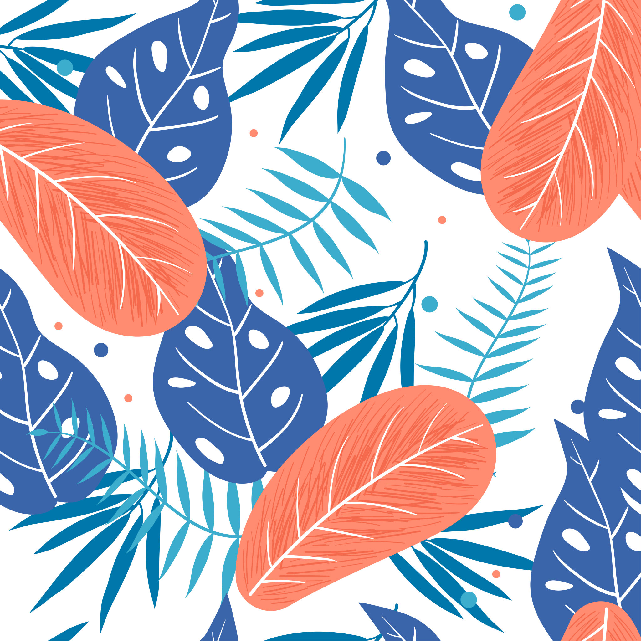 无缝图案植物叶子纹理布料包装设计插图背景 - 熊伍_ - 原创作品