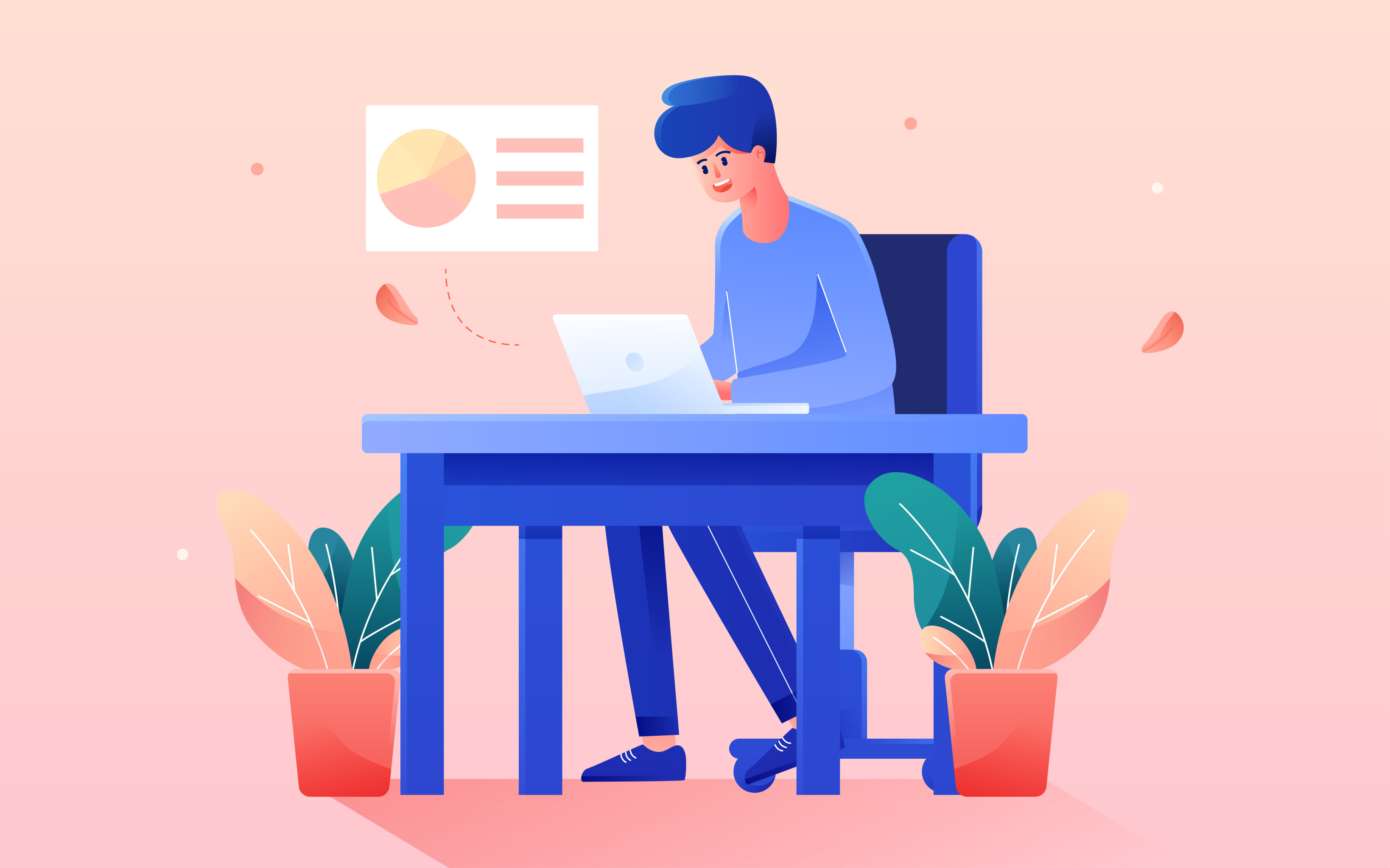 卡通商务办公人物公司办公场景矢量插画素材