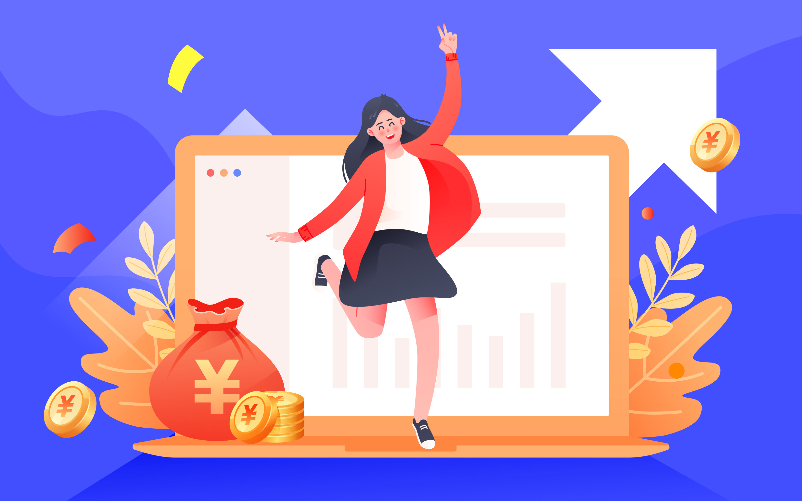 人物福袋促销抽奖互联网金融收益理财插画 - 熊伍_ - 原创作品 - 视觉
