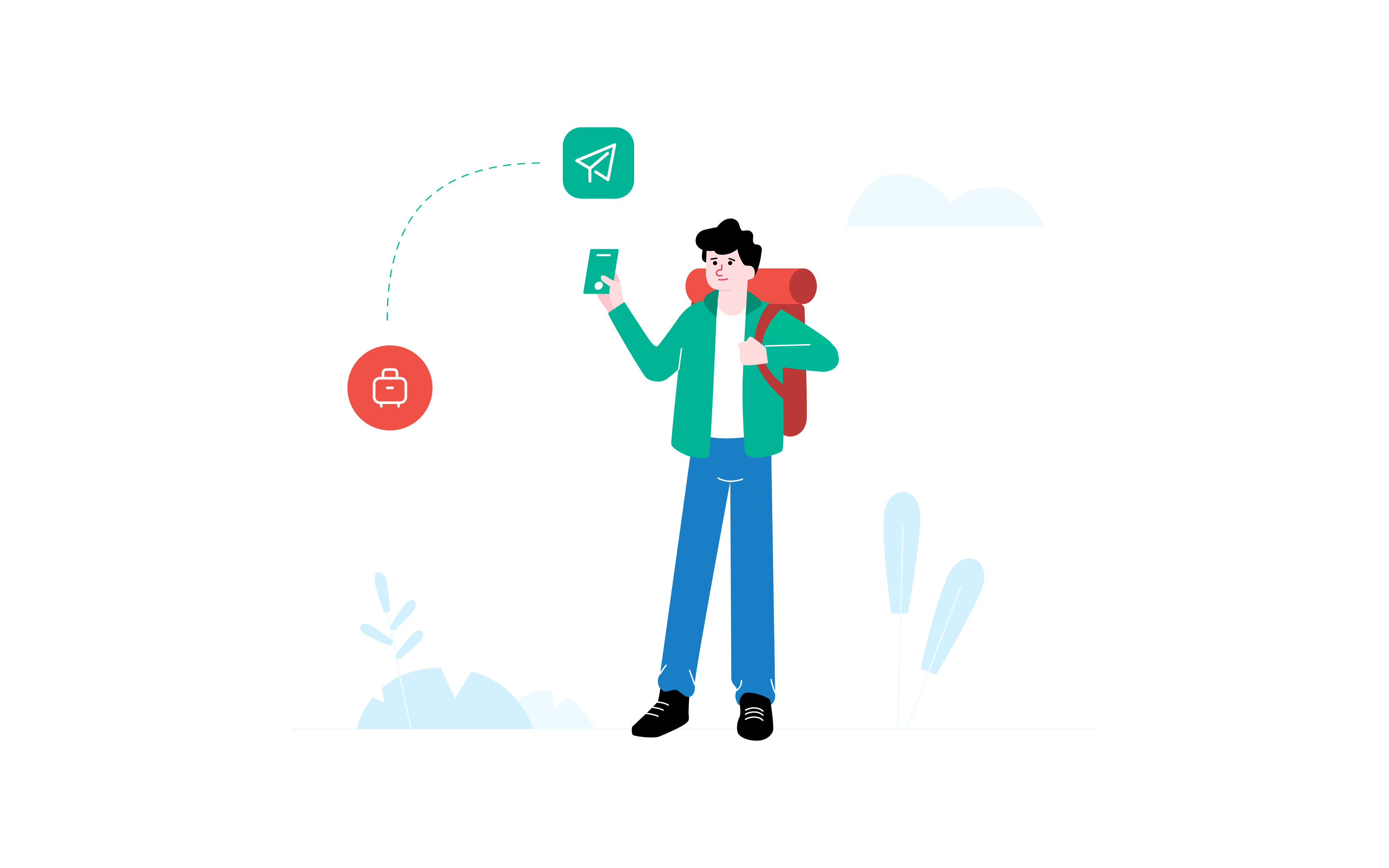 一个人旅行矢量插画