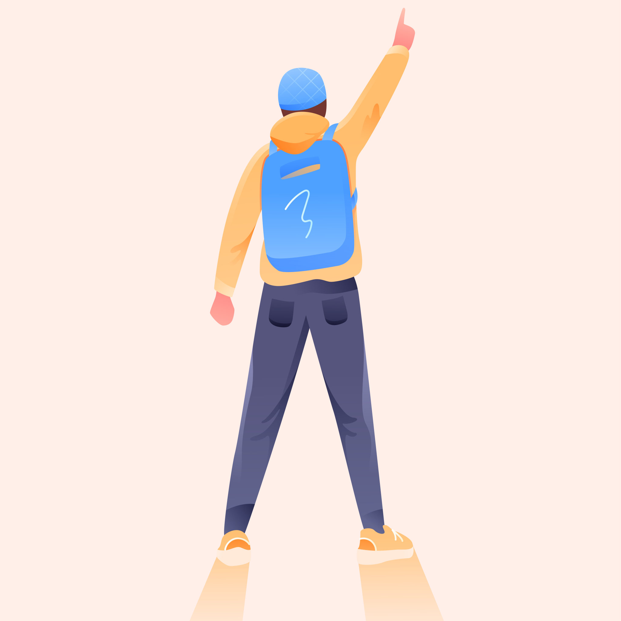 人物学习备考学生考研教育辅导背影矢量插画 - 熊伍_ - 原创作品 - 视