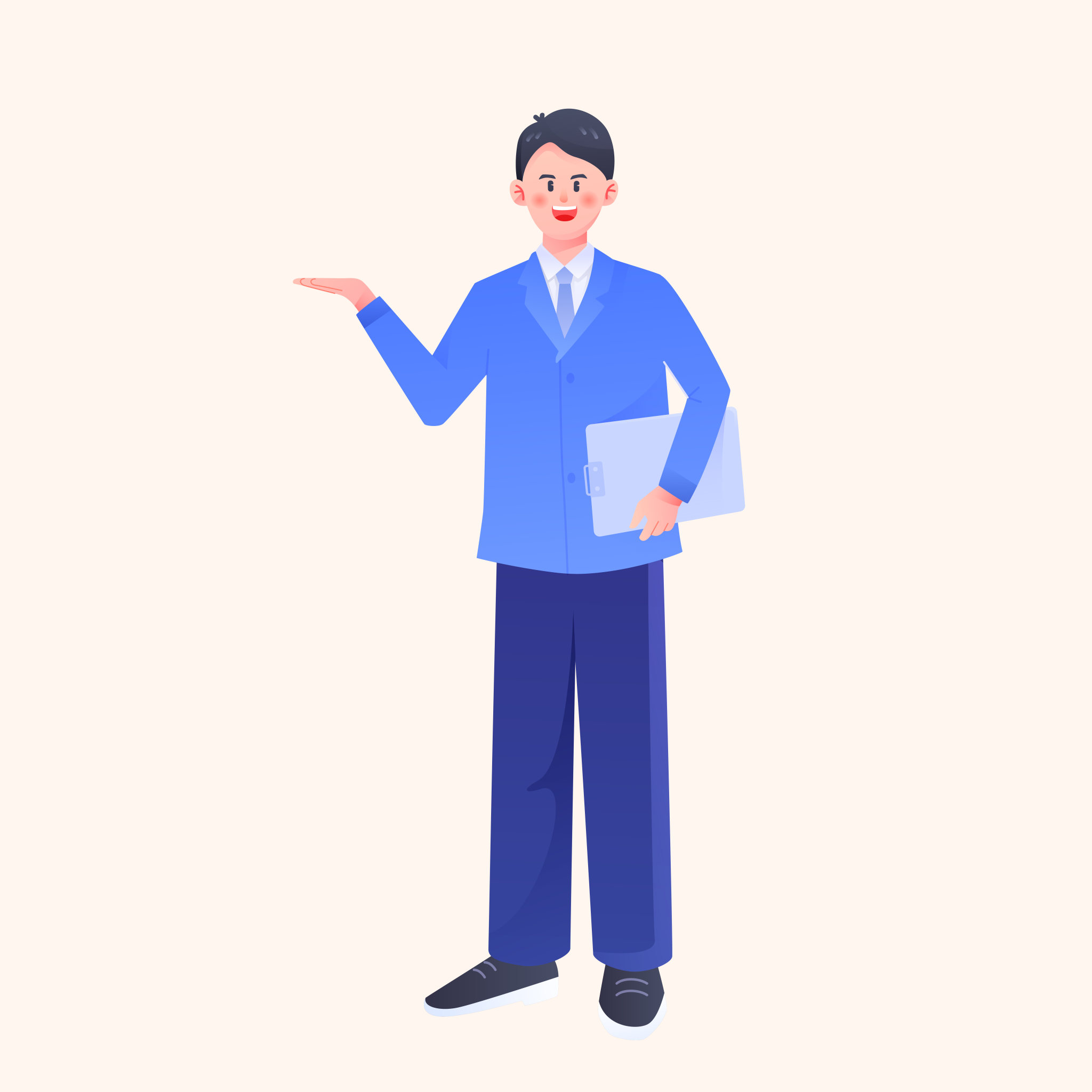 卡通男生父亲节快乐业务员人物销售矢量插画