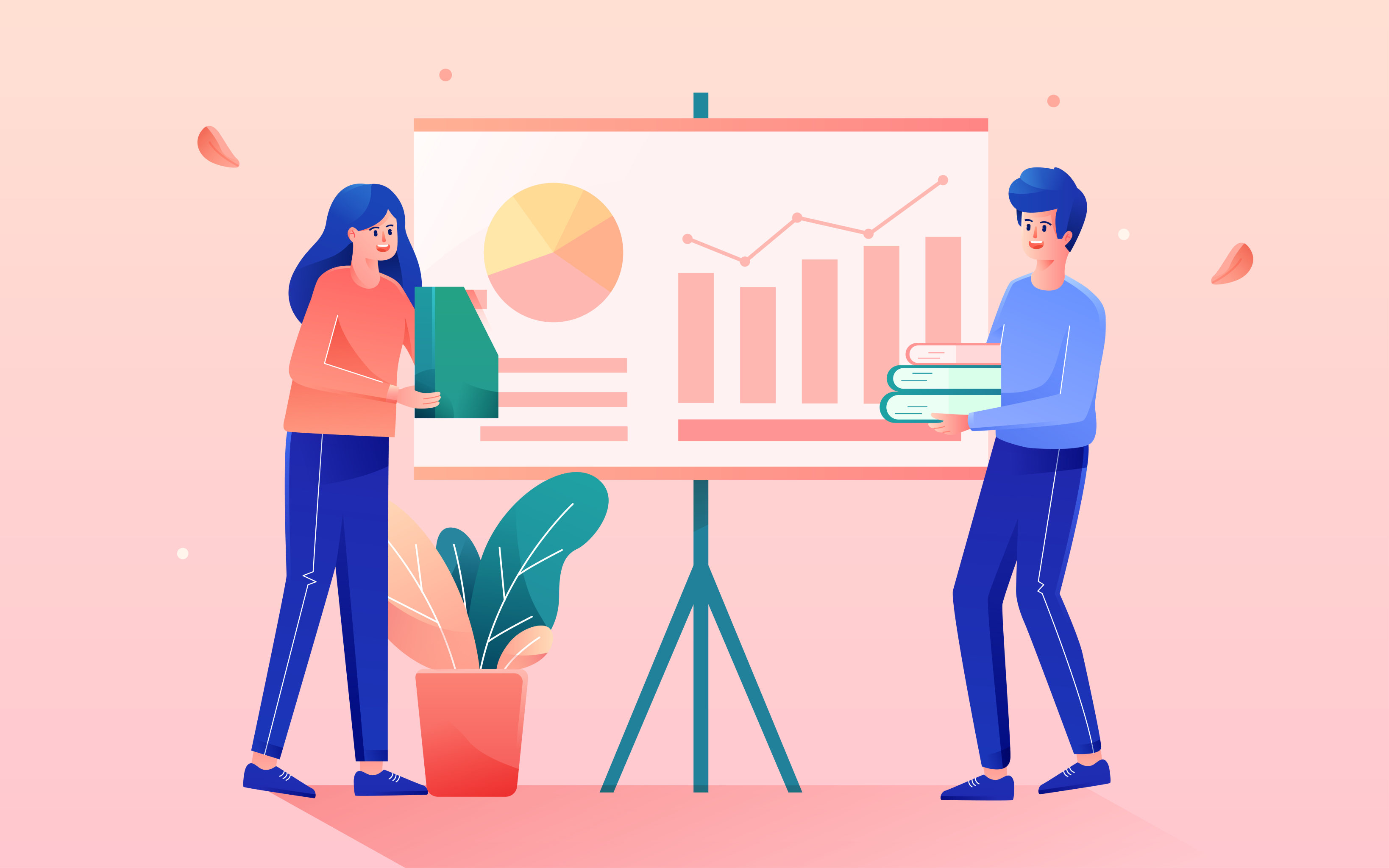 卡通商务办公人物公司开会交流矢量插画素材