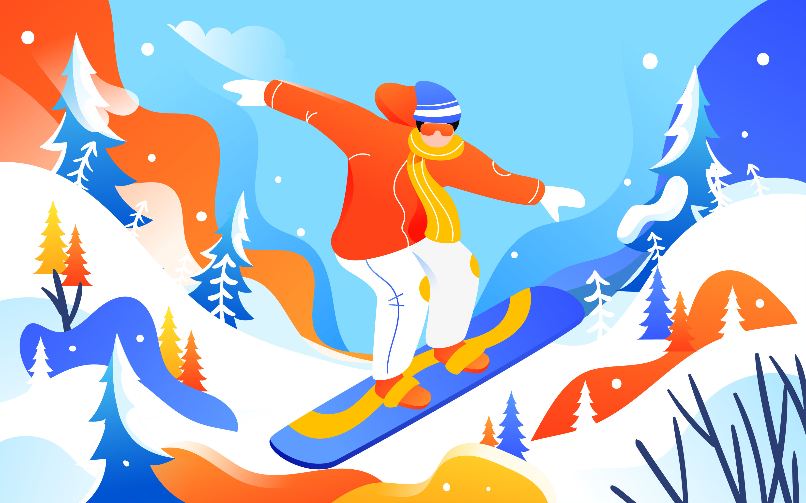 冬奥会滑雪绘画摄影图片