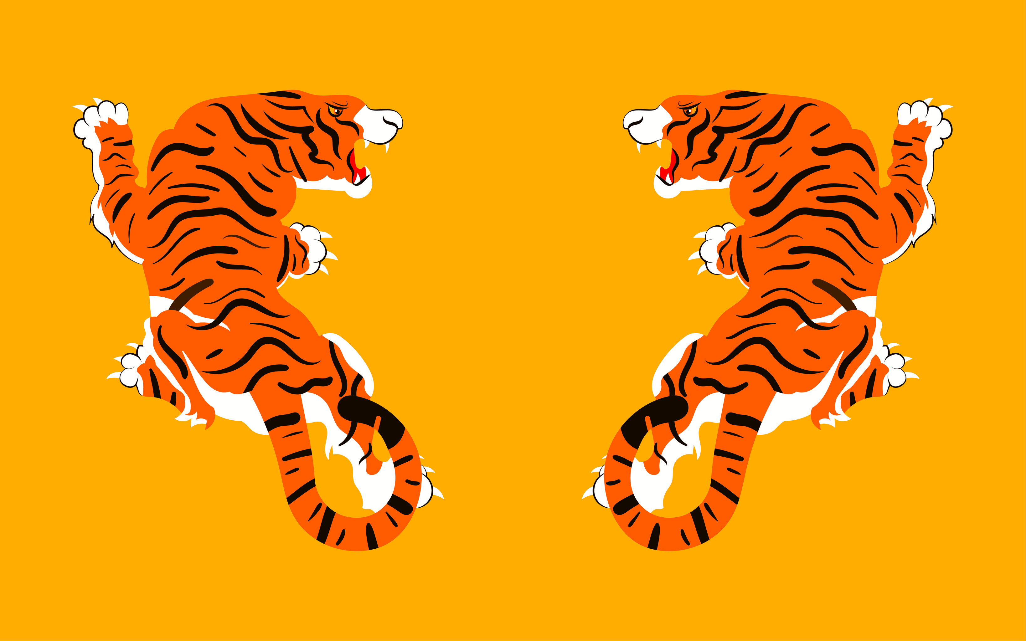 虎年春节传统节日插画2022新年老虎海报