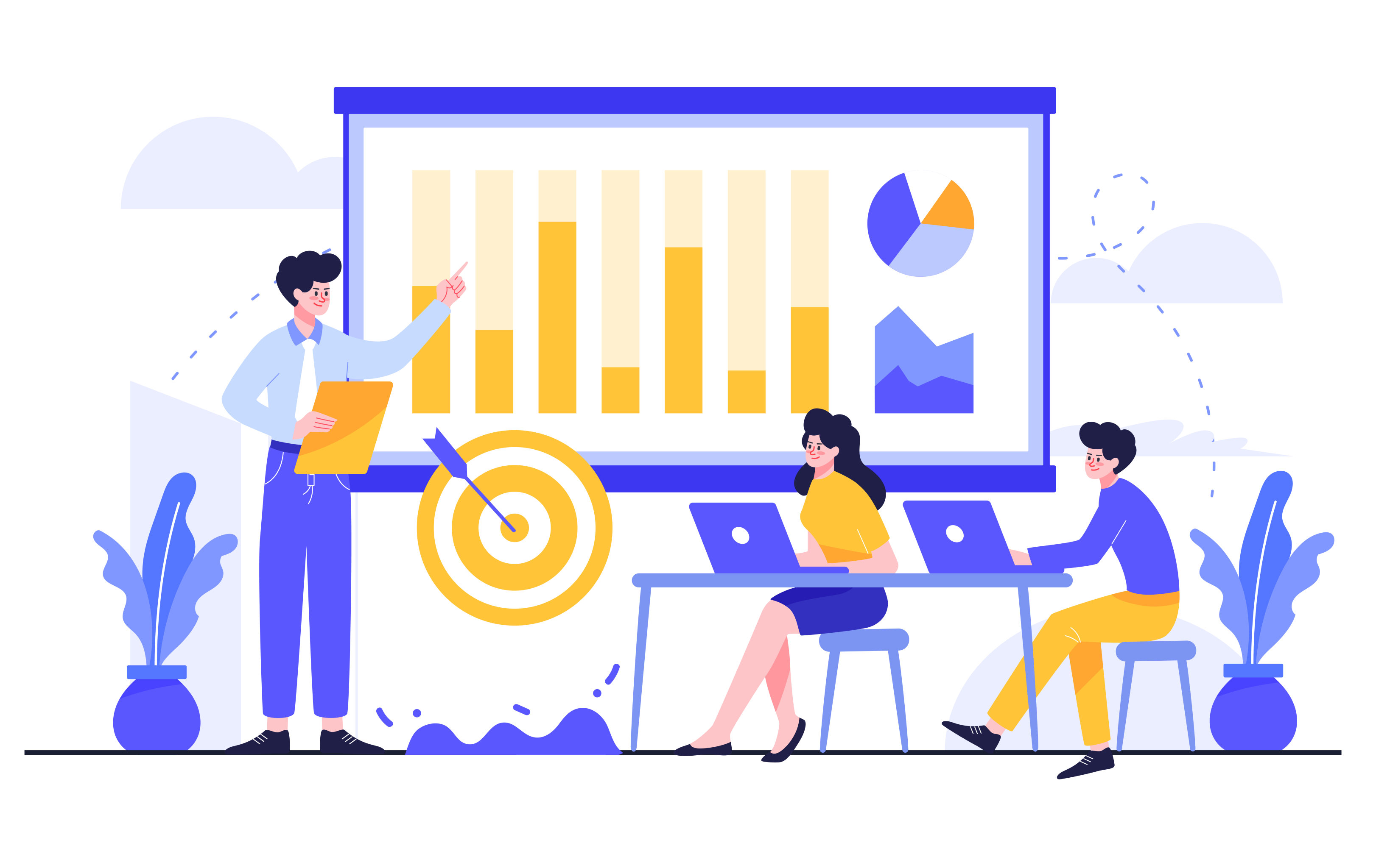 商务办公人物插画办公室商业规划沟通场景