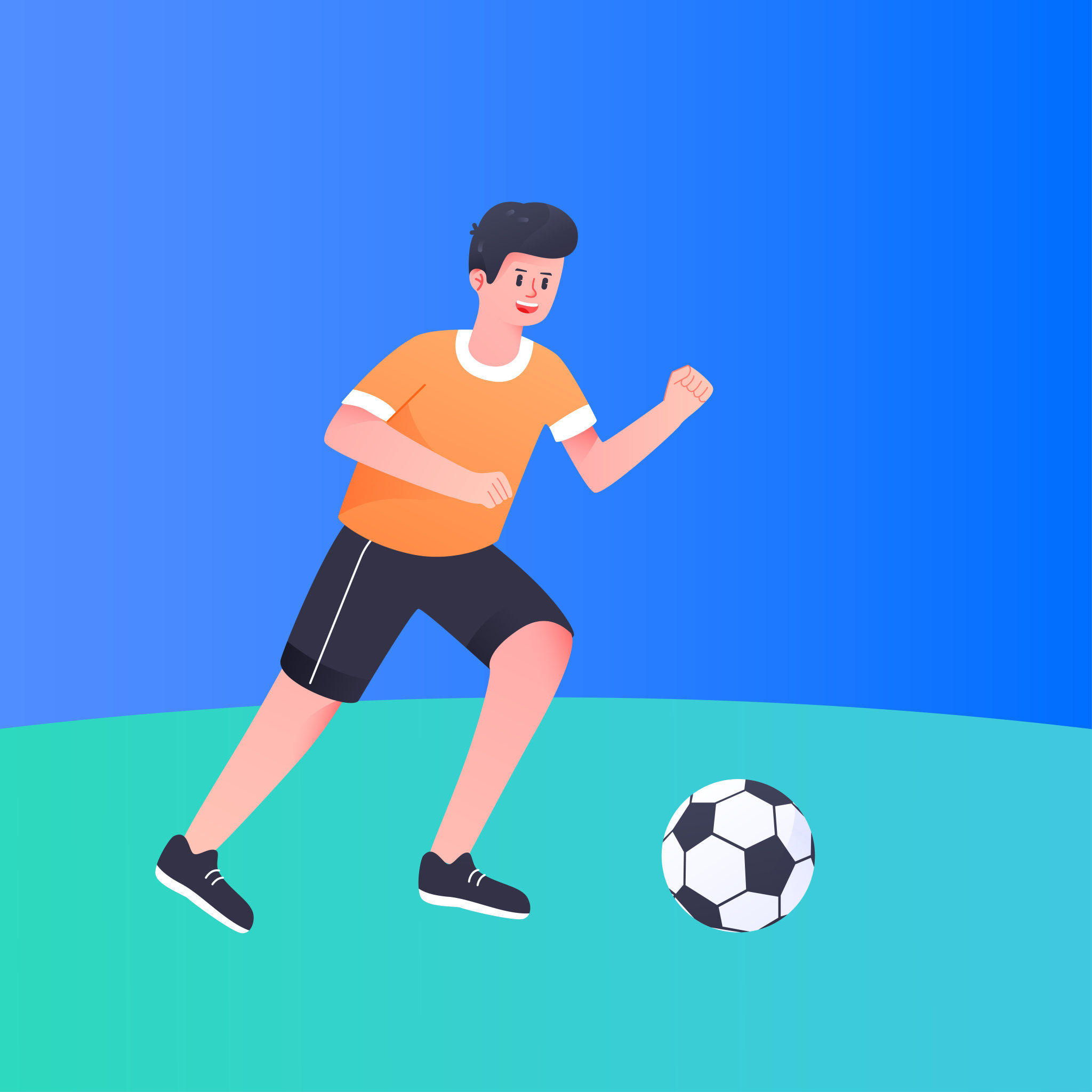 人物踢足球世界杯比赛职业体育活动矢量插画