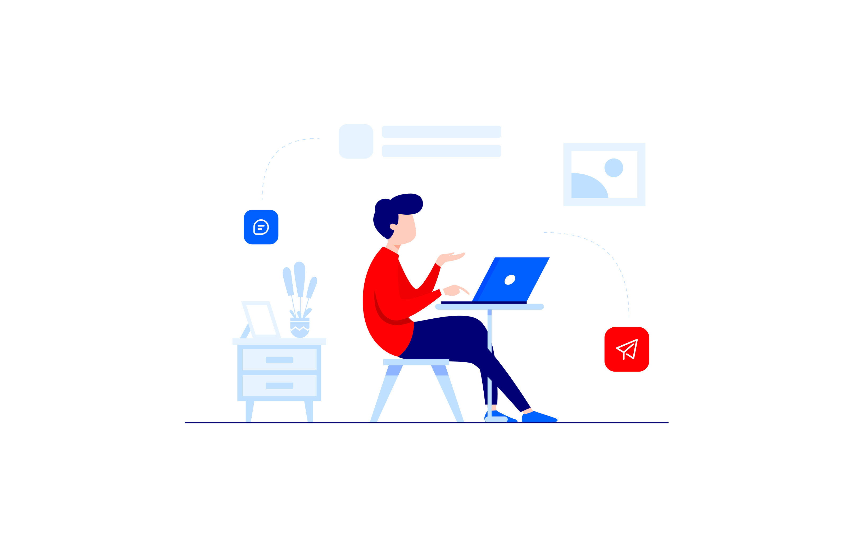 人物室内工作矢量插图