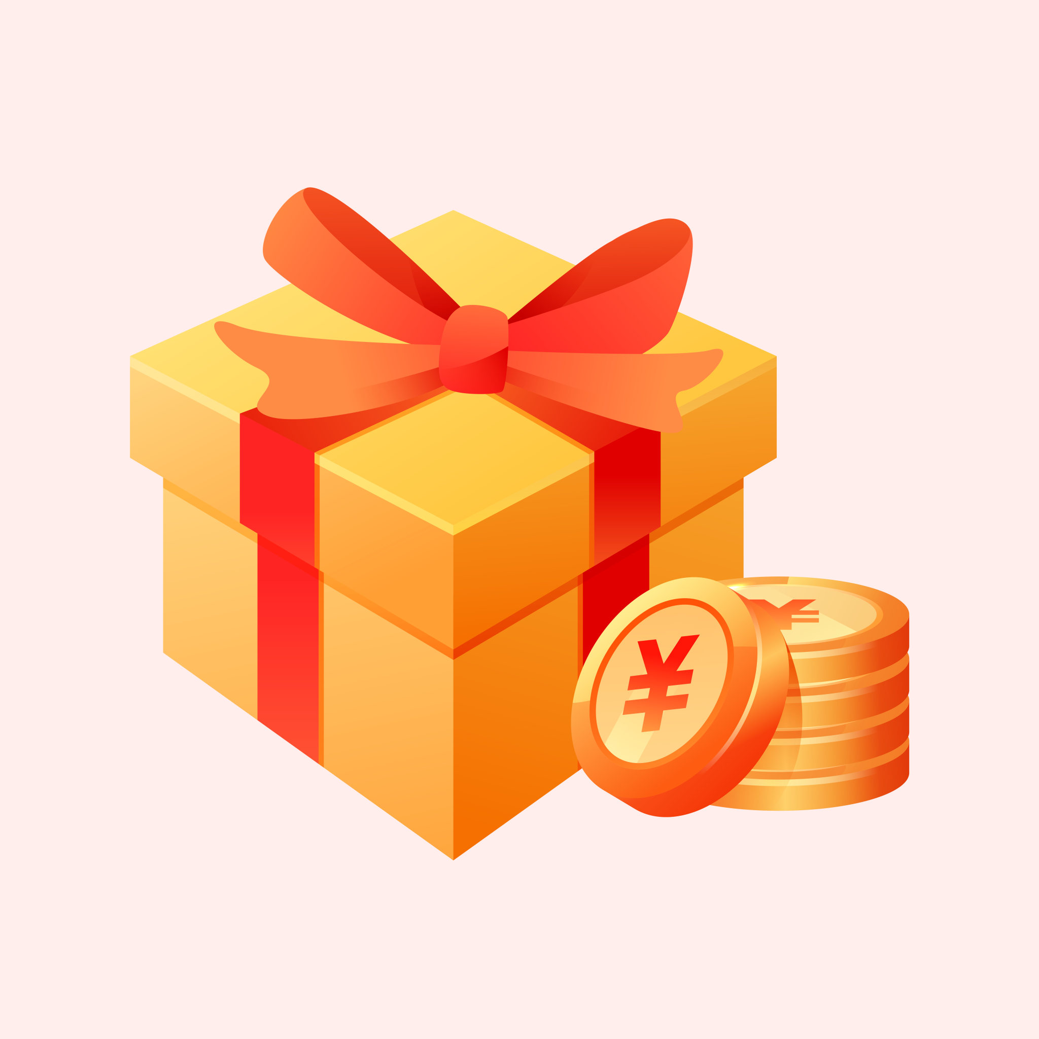 卡通礼盒促销抽奖互联网金融收益理财插画