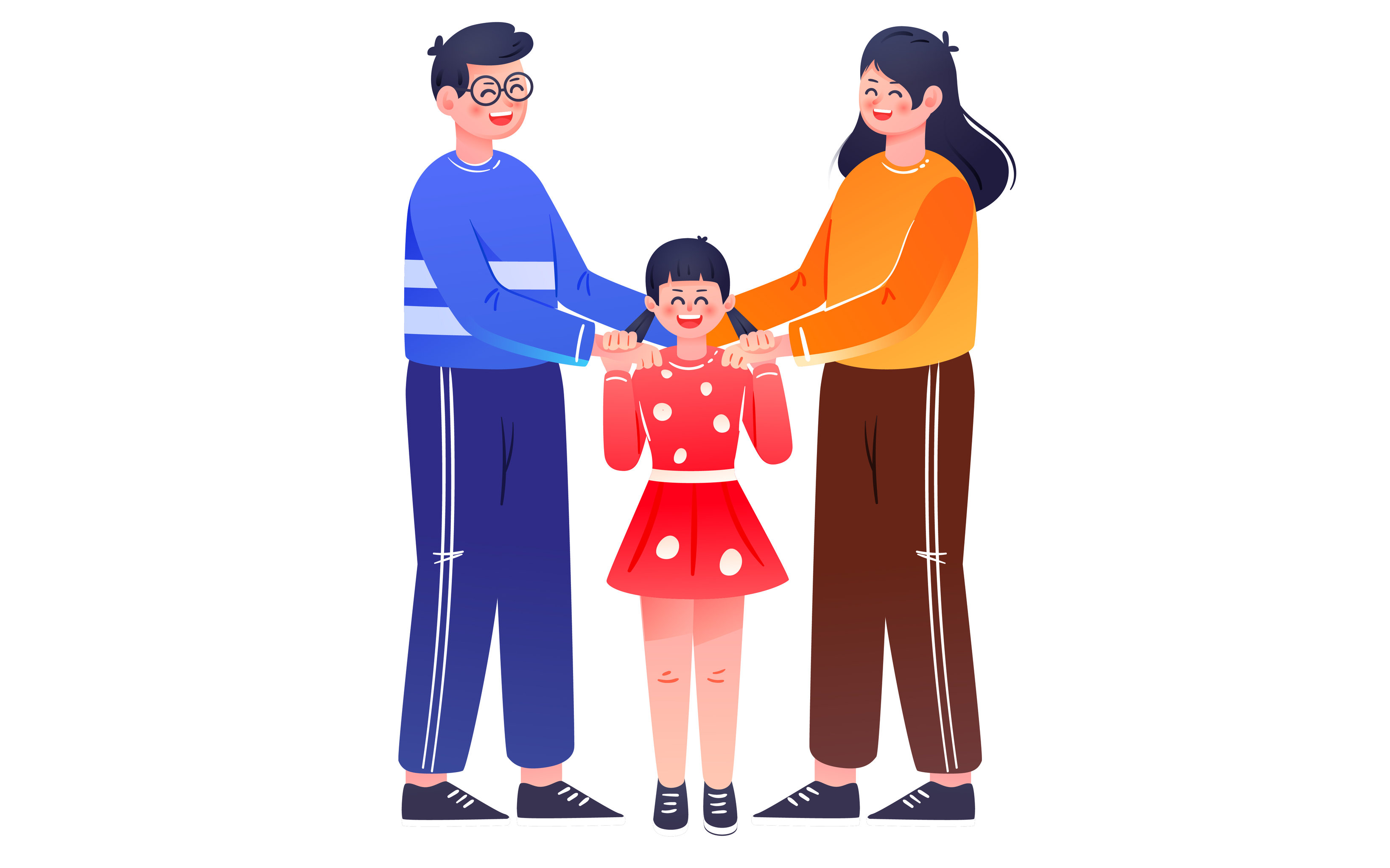 一家人健康医疗保险插画家庭健康险保障海报