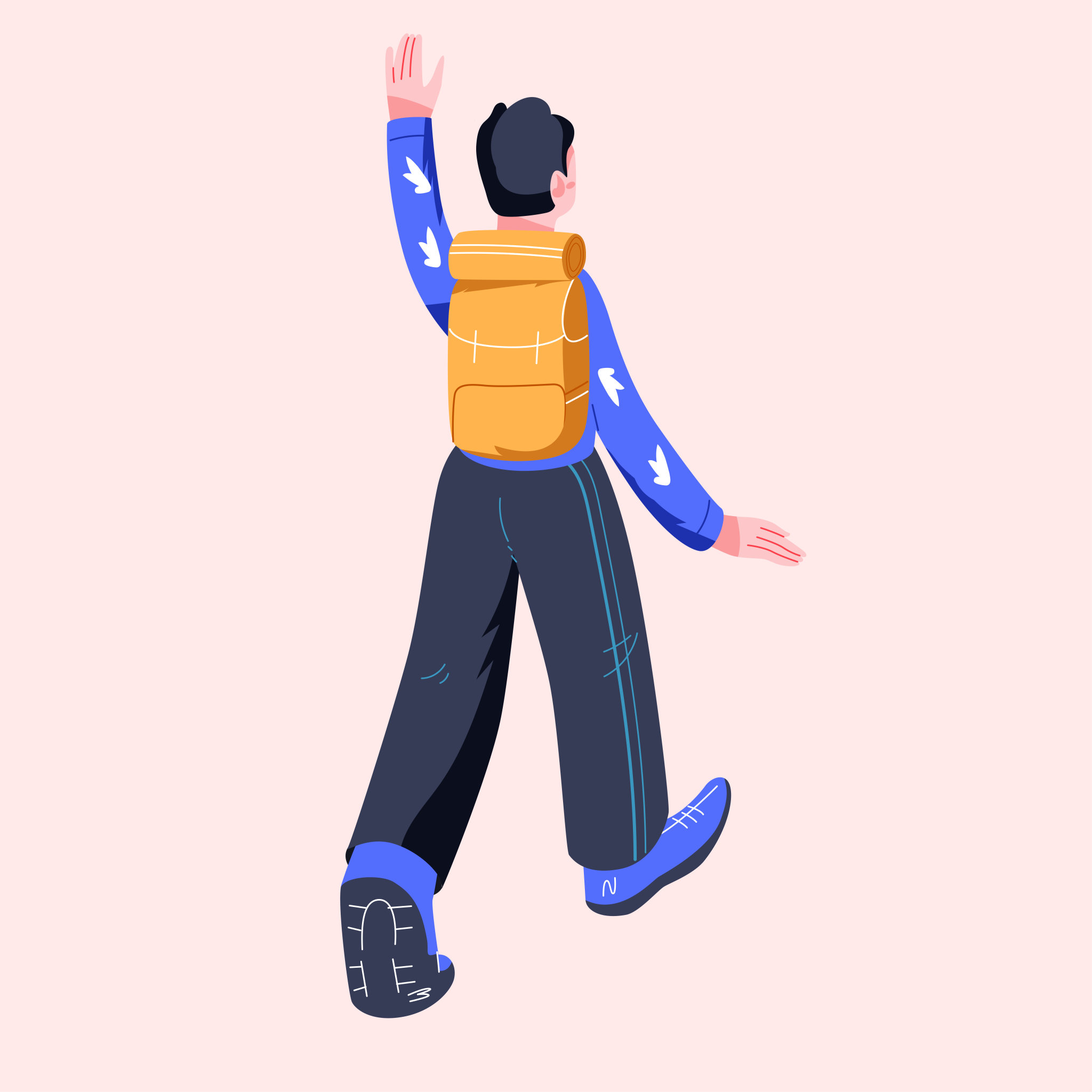 假期旅行海报白露节气人物徒步冒险旅游插画