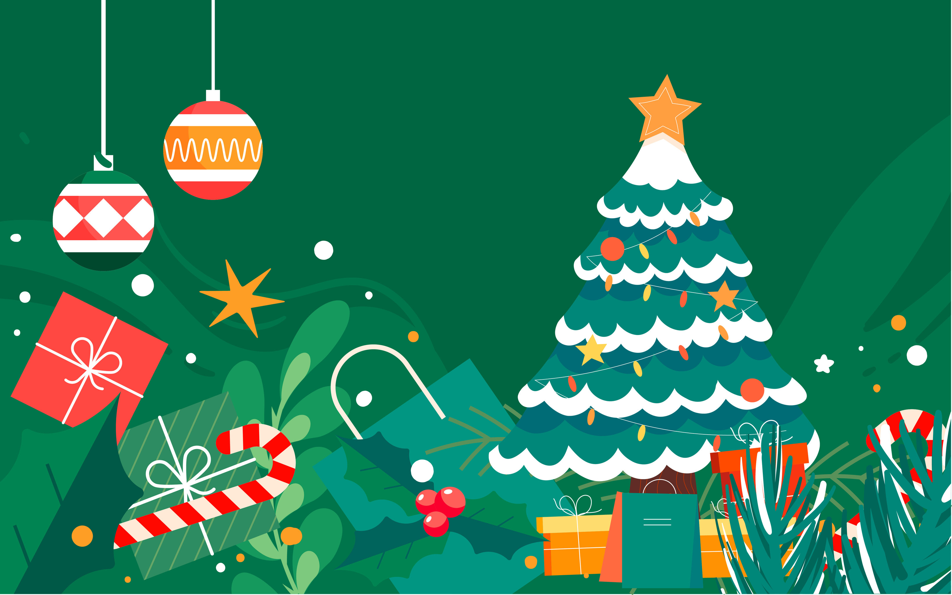 圣诞节麋鹿节日礼物插画冬天圣诞树背景海报