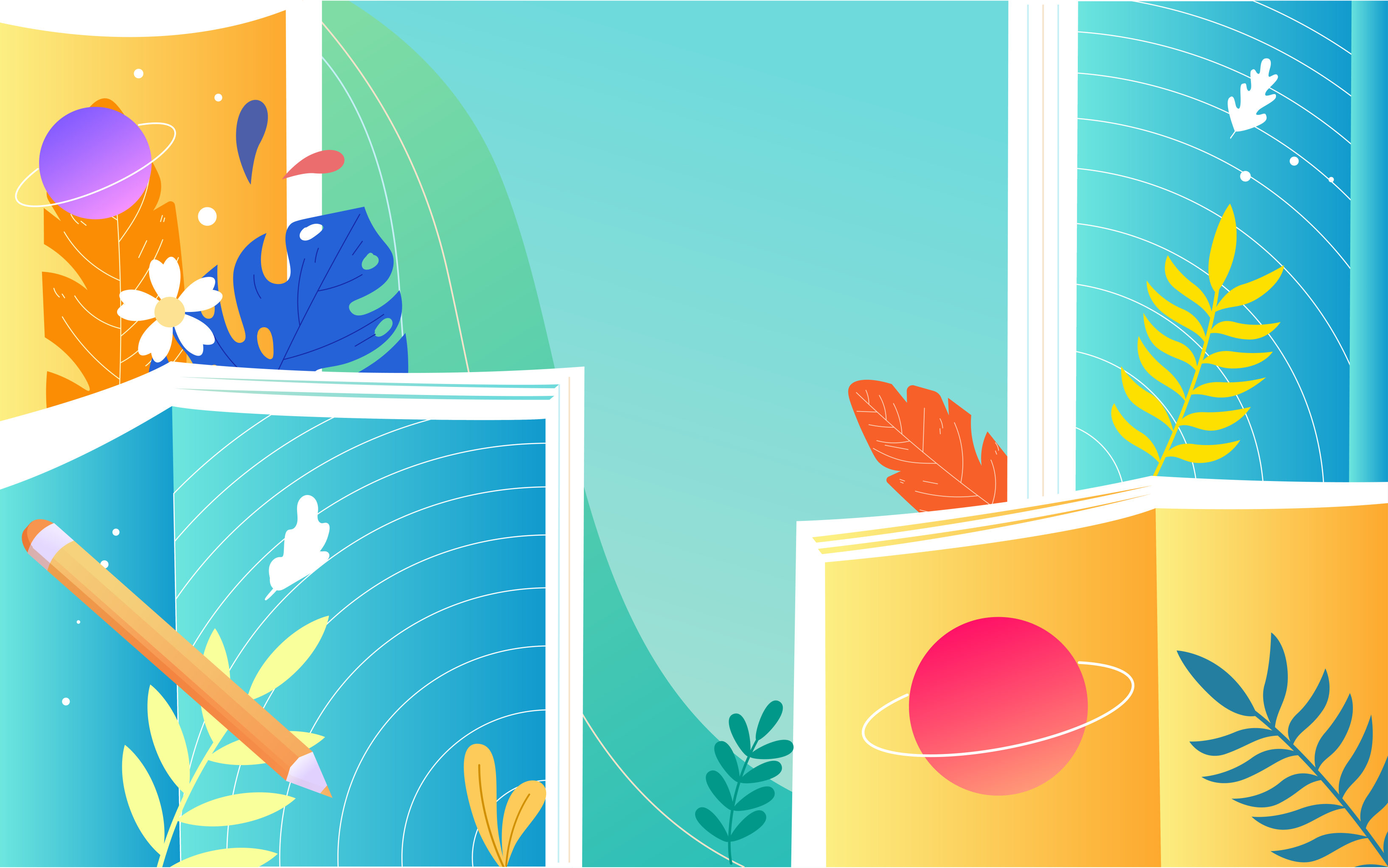 教师节海报世界读书日人物阅读教育创意插画