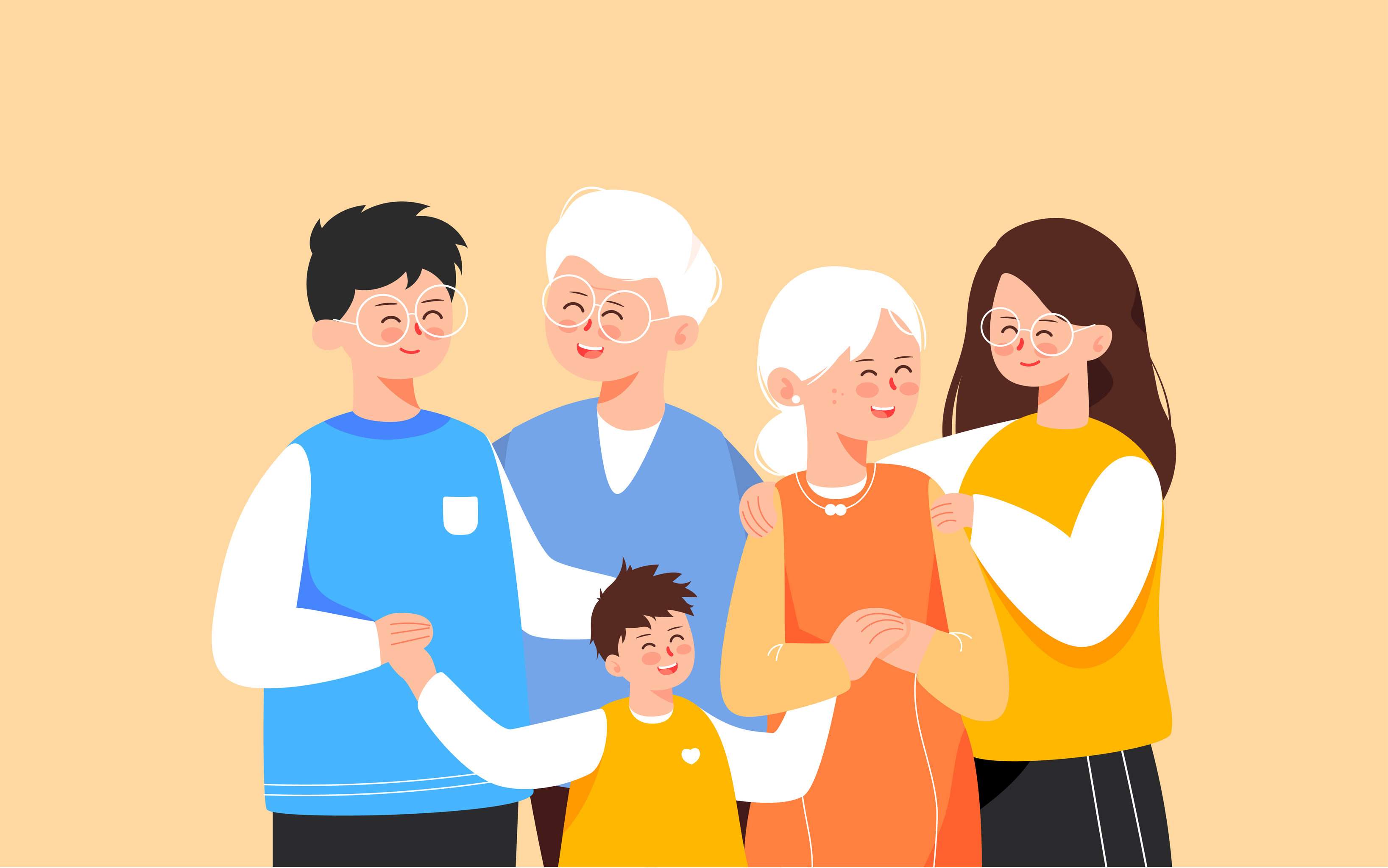 一家人健康险保险插画家庭安全守护保障海报