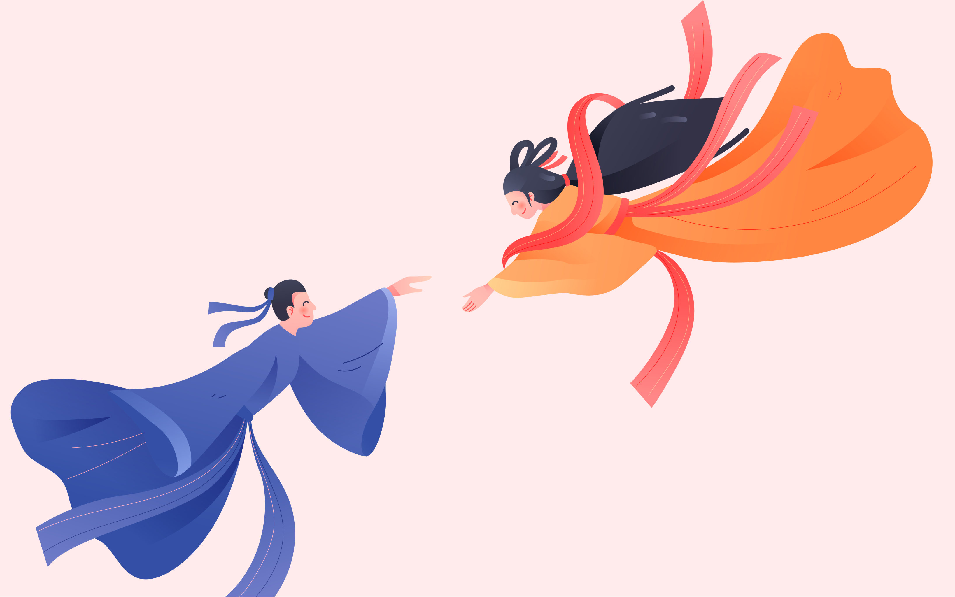 七夕情人节情侣牛郎织女中国风海报活动素材