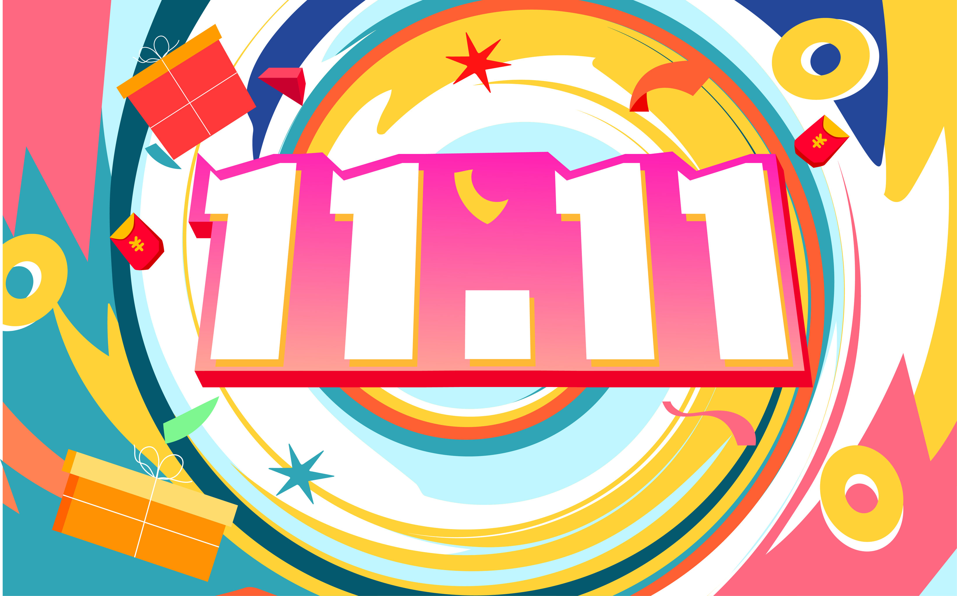 双十一购物节网购人物插画电子商务网购海报