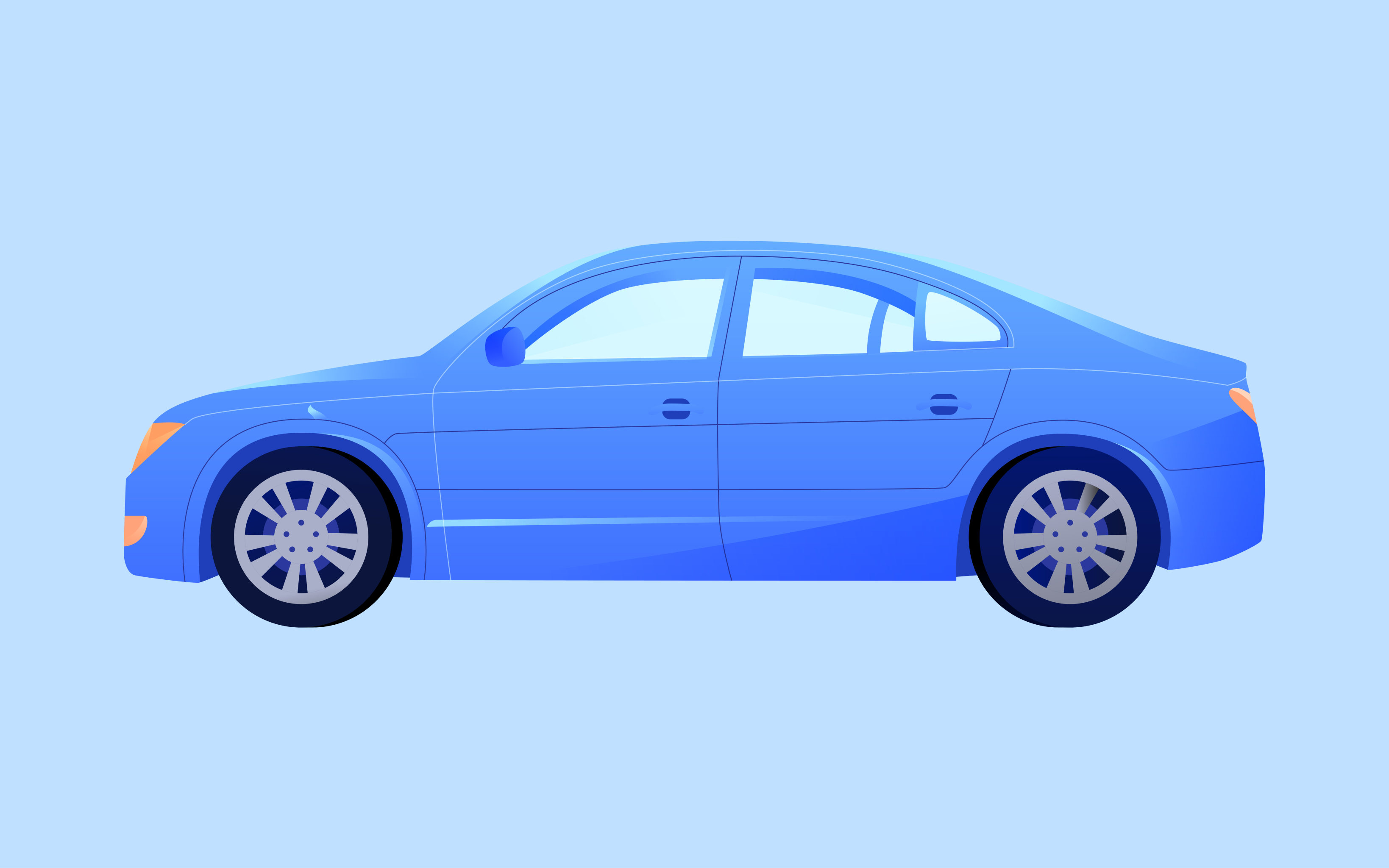 卡通汽车保险车辆安全车险度假旅行矢量插画