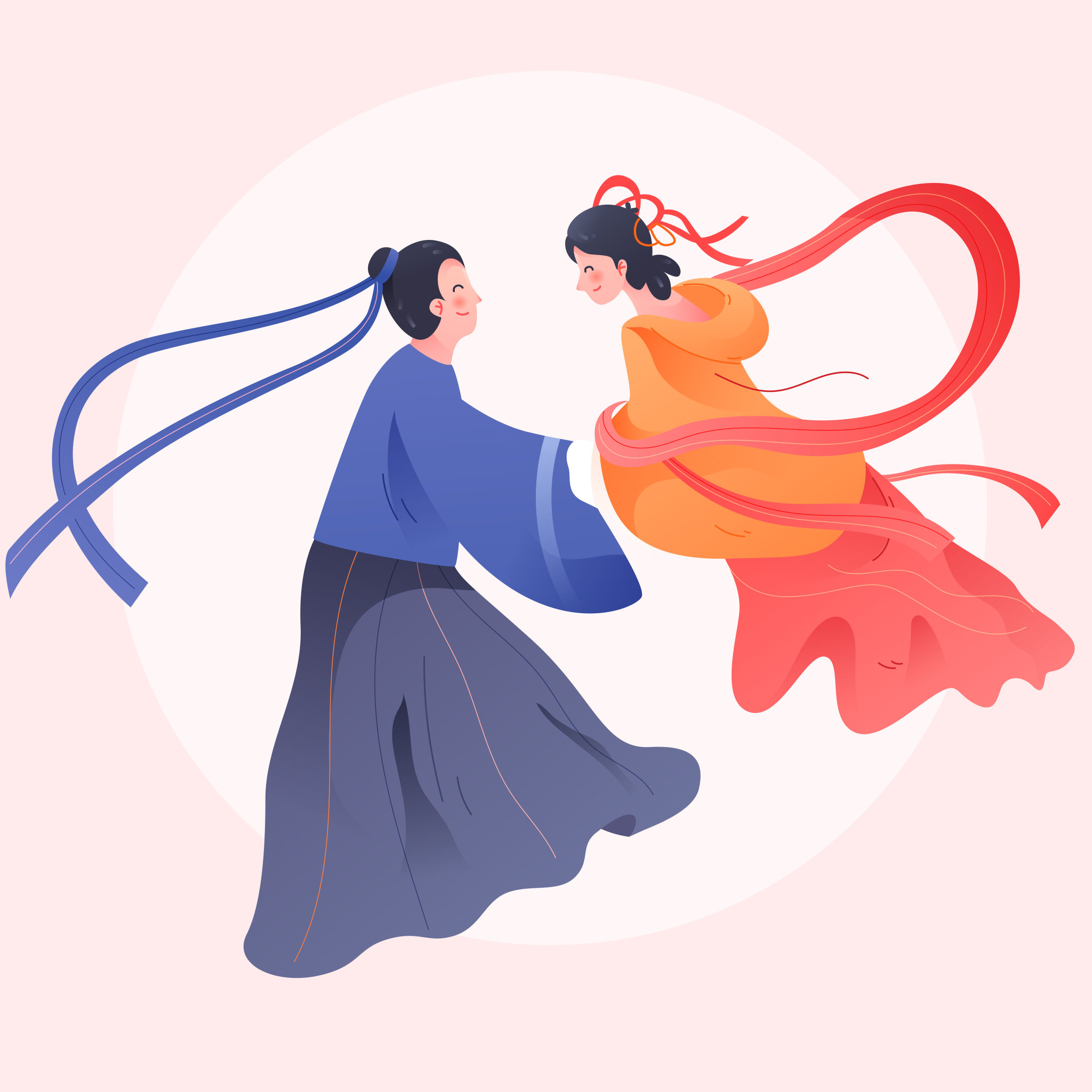 七夕情人节情侣牛郎织女中国风海报活动素材