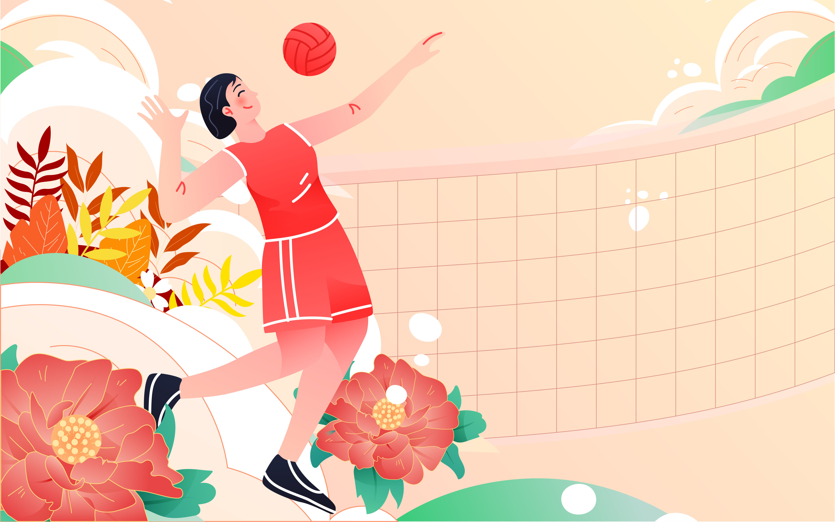 比赛矢量海报女排精神插画 熊伍_ 原创作品 视觉中国(shijueme)