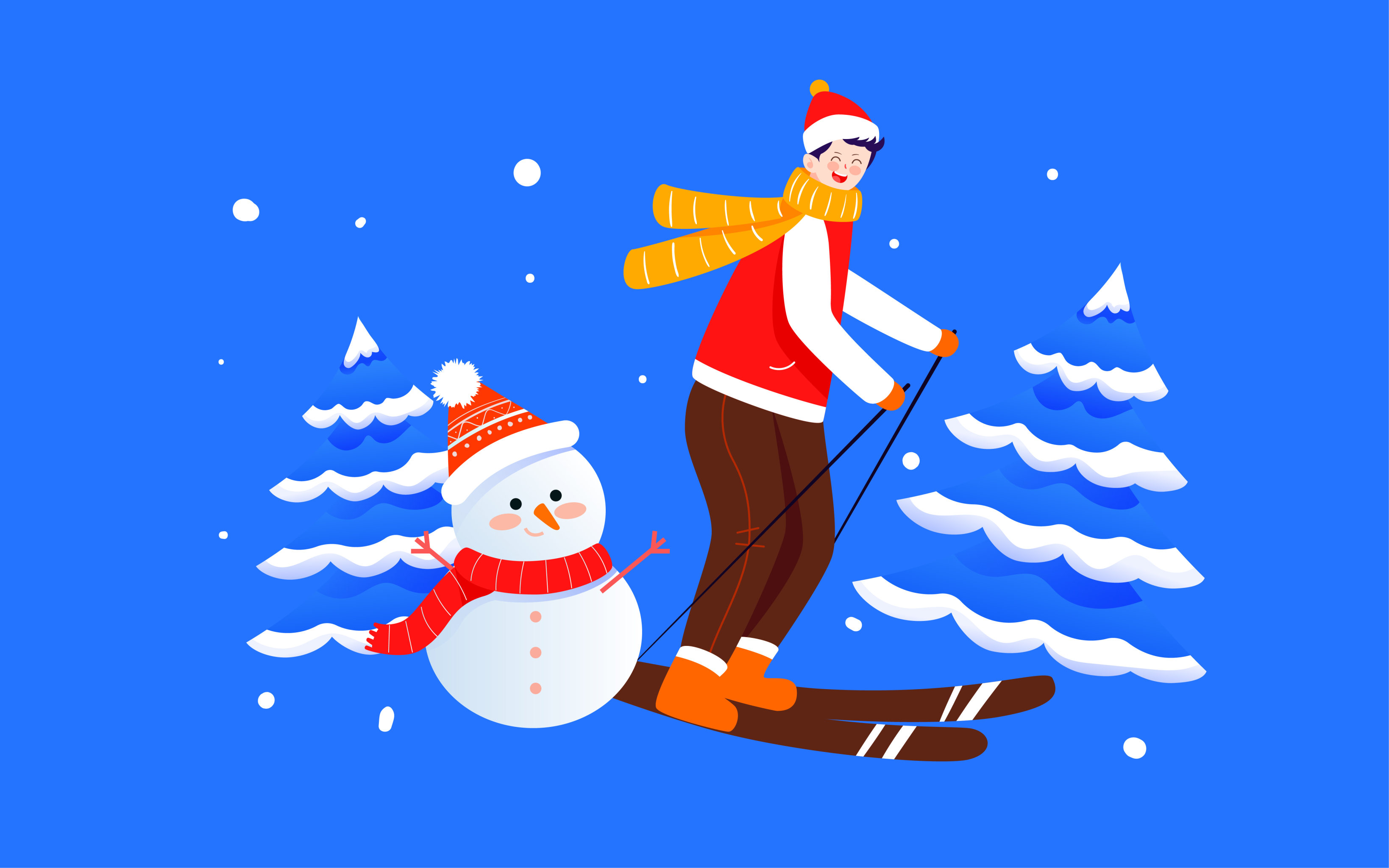 冬天人物滑雪插画冬奥会比赛项目体育海报