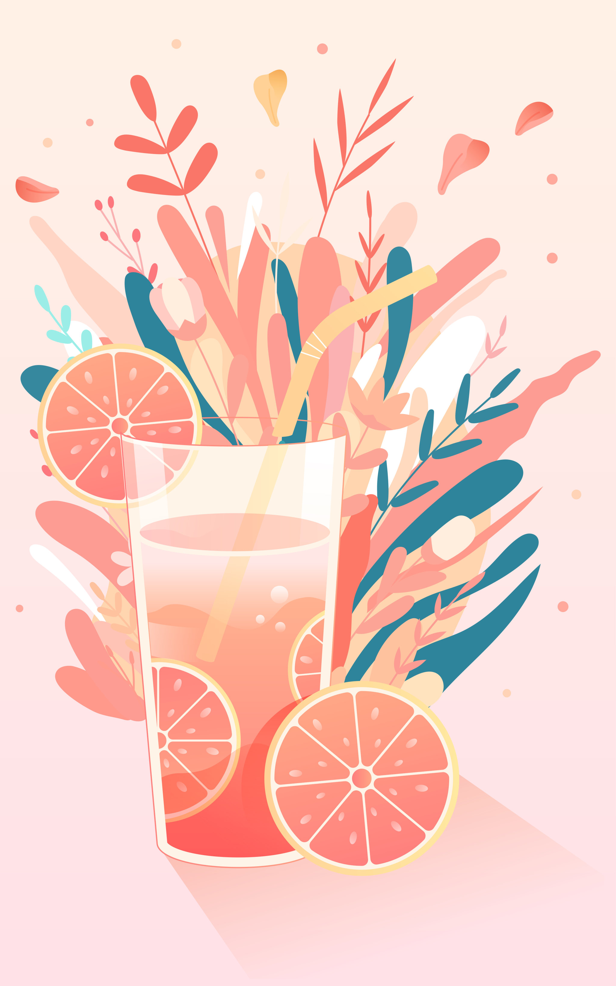 卡通夏天健康生活方式海报矢量插画背景素材