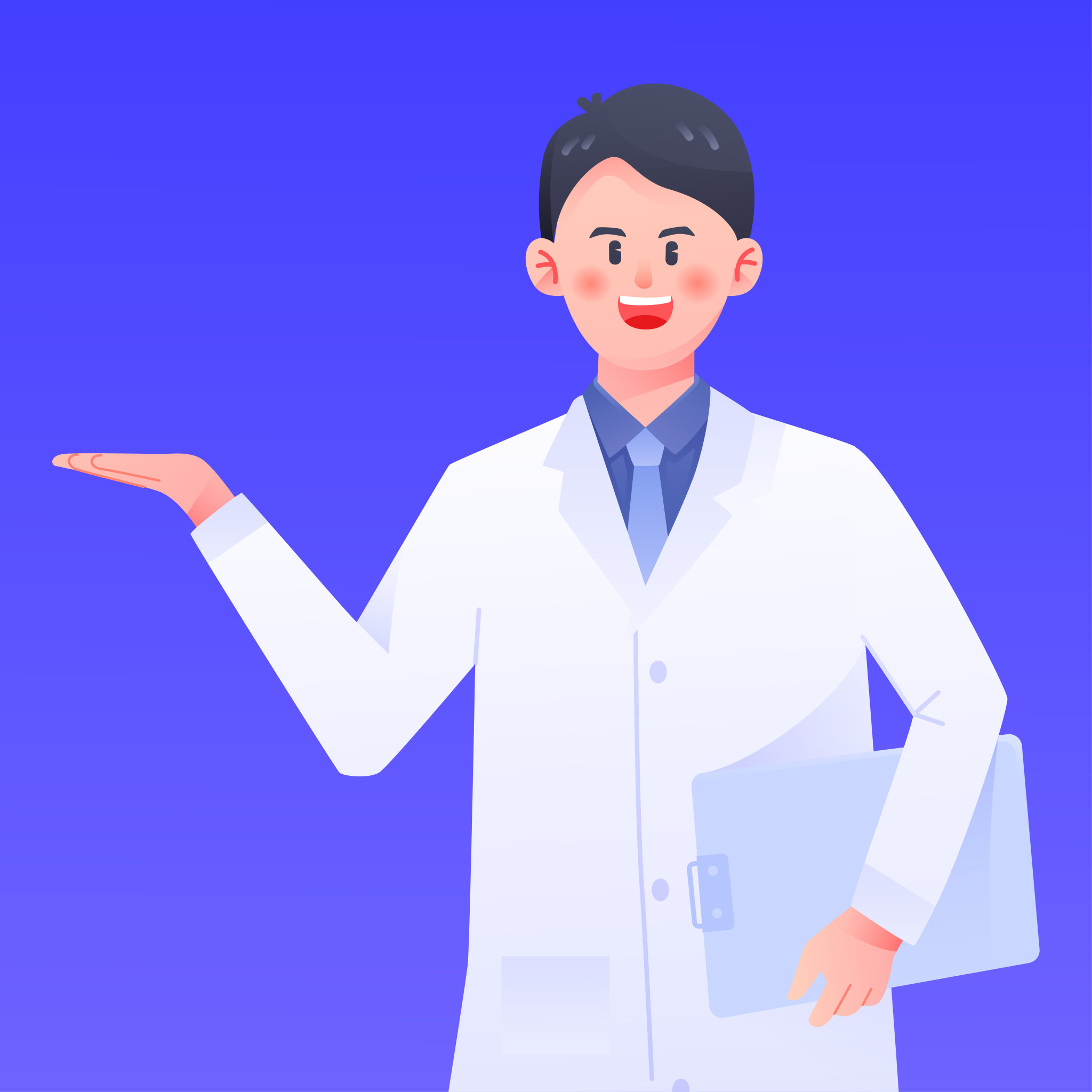 卡通医院穿着白大褂的医生医疗健康矢量插图