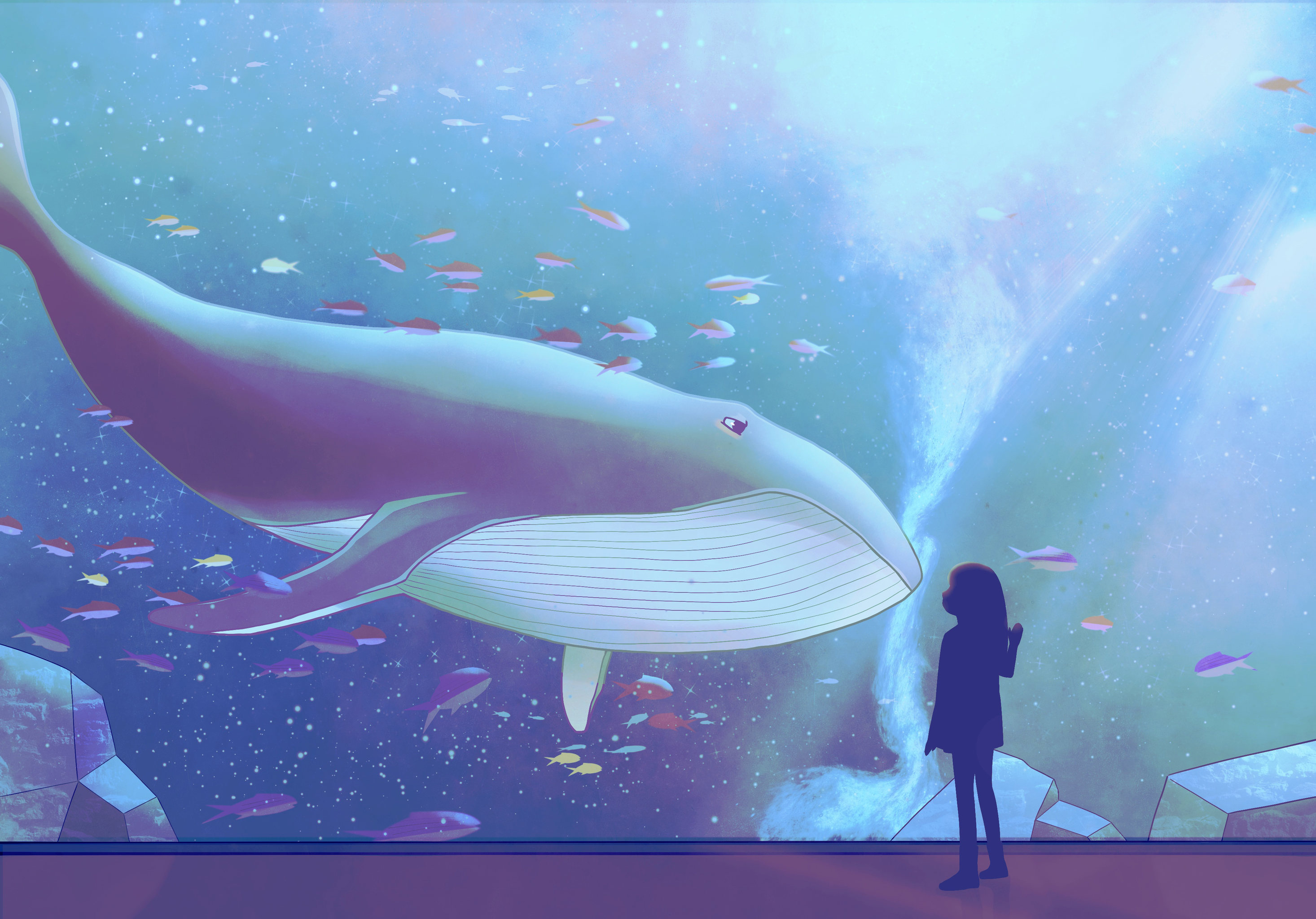 插画海洋馆里的鱼