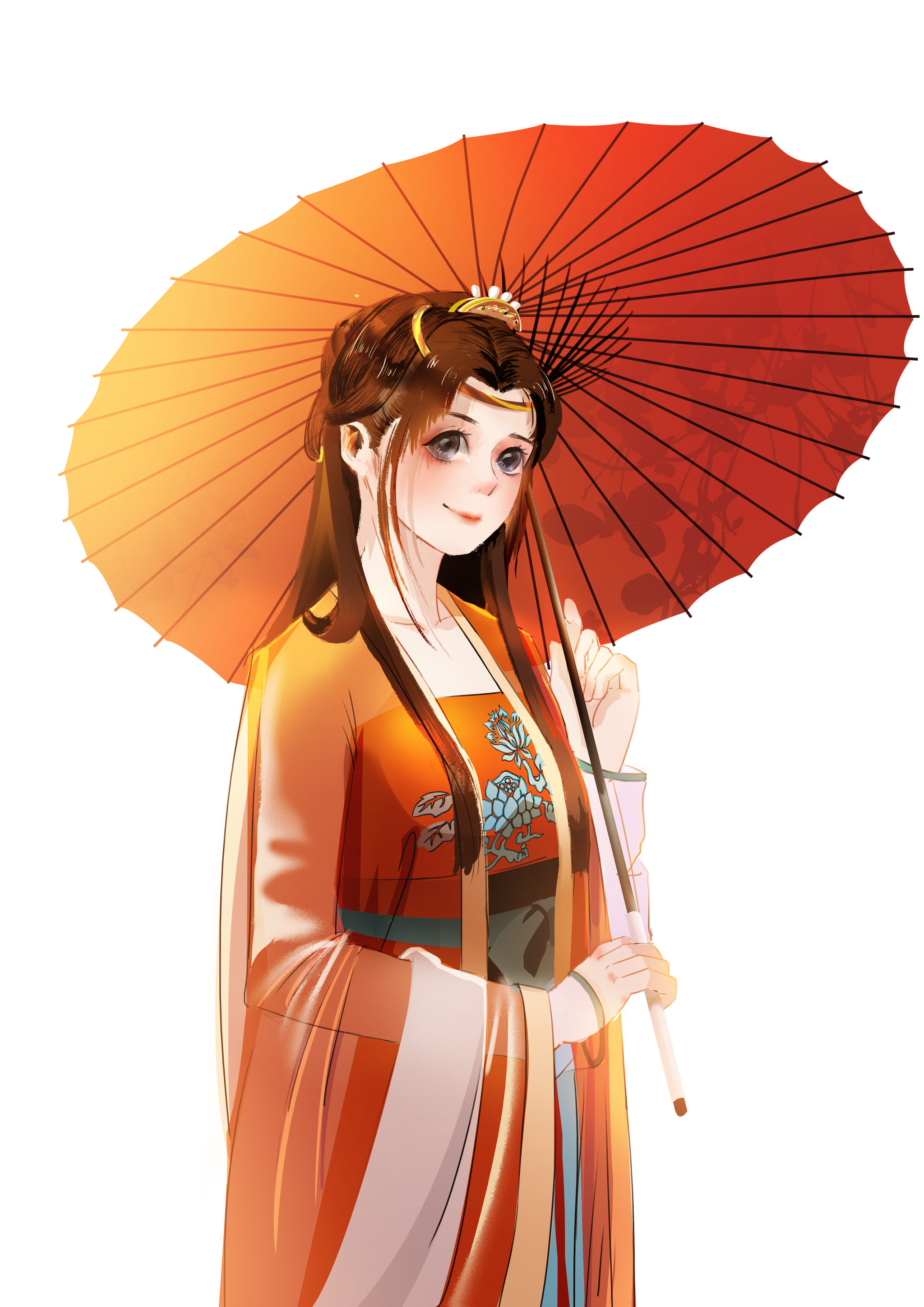 古风人物打伞秋天元素