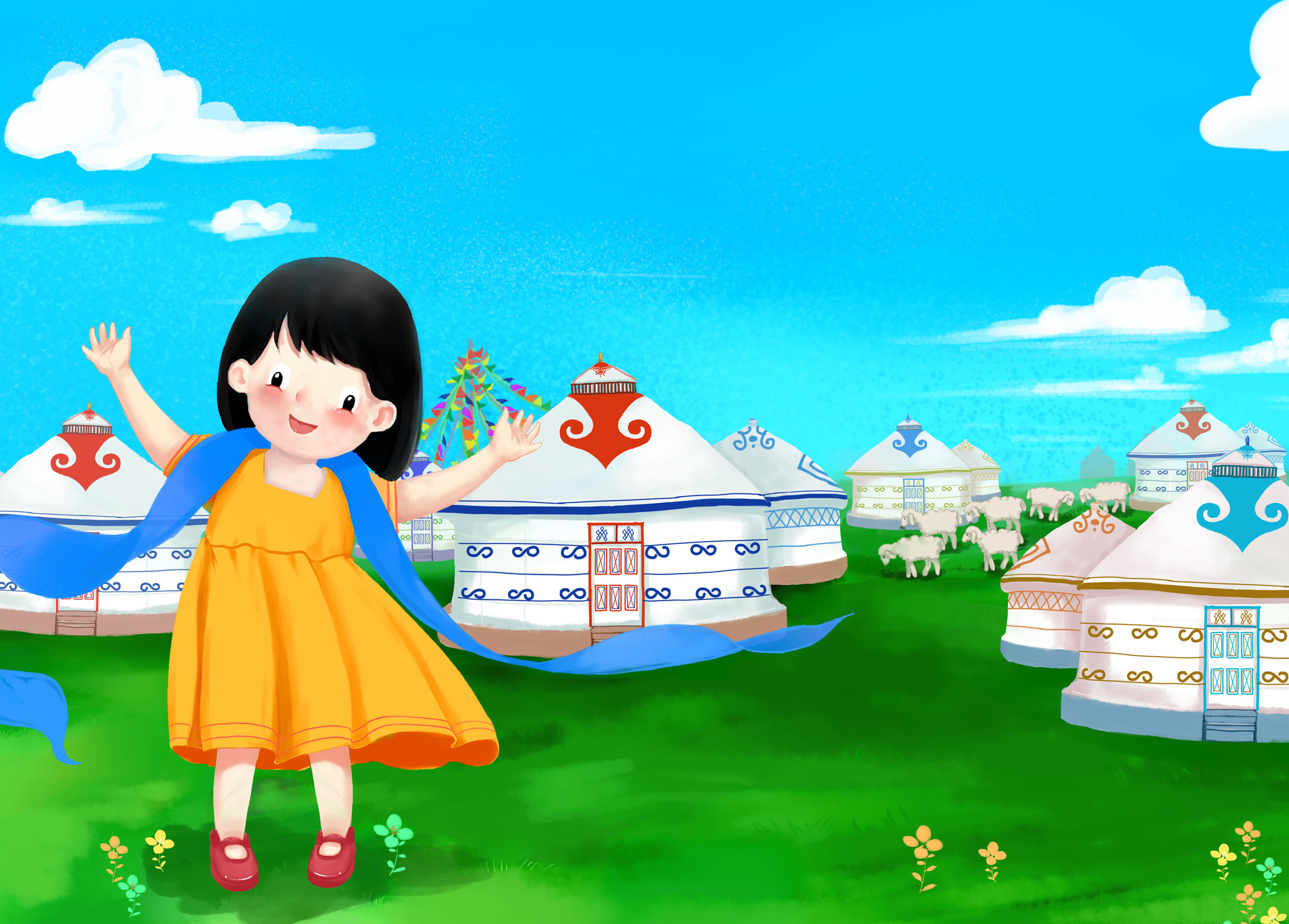 蒙古族的小朋友 - 青-沐 - 原创作品 - 视觉中国(爱视觉)