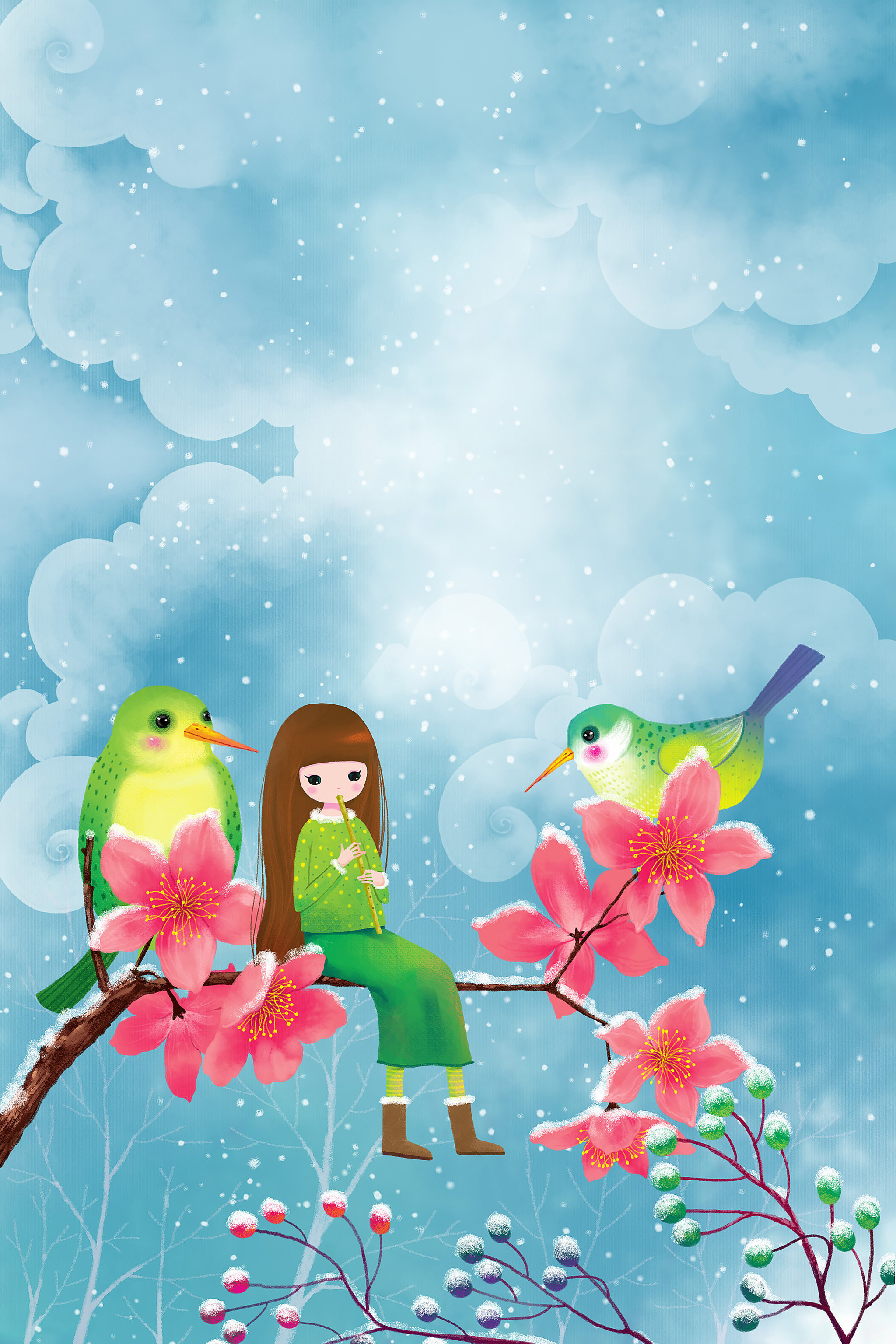 青春时尚唯美人物组图共3000幅-坐在树上表演管乐