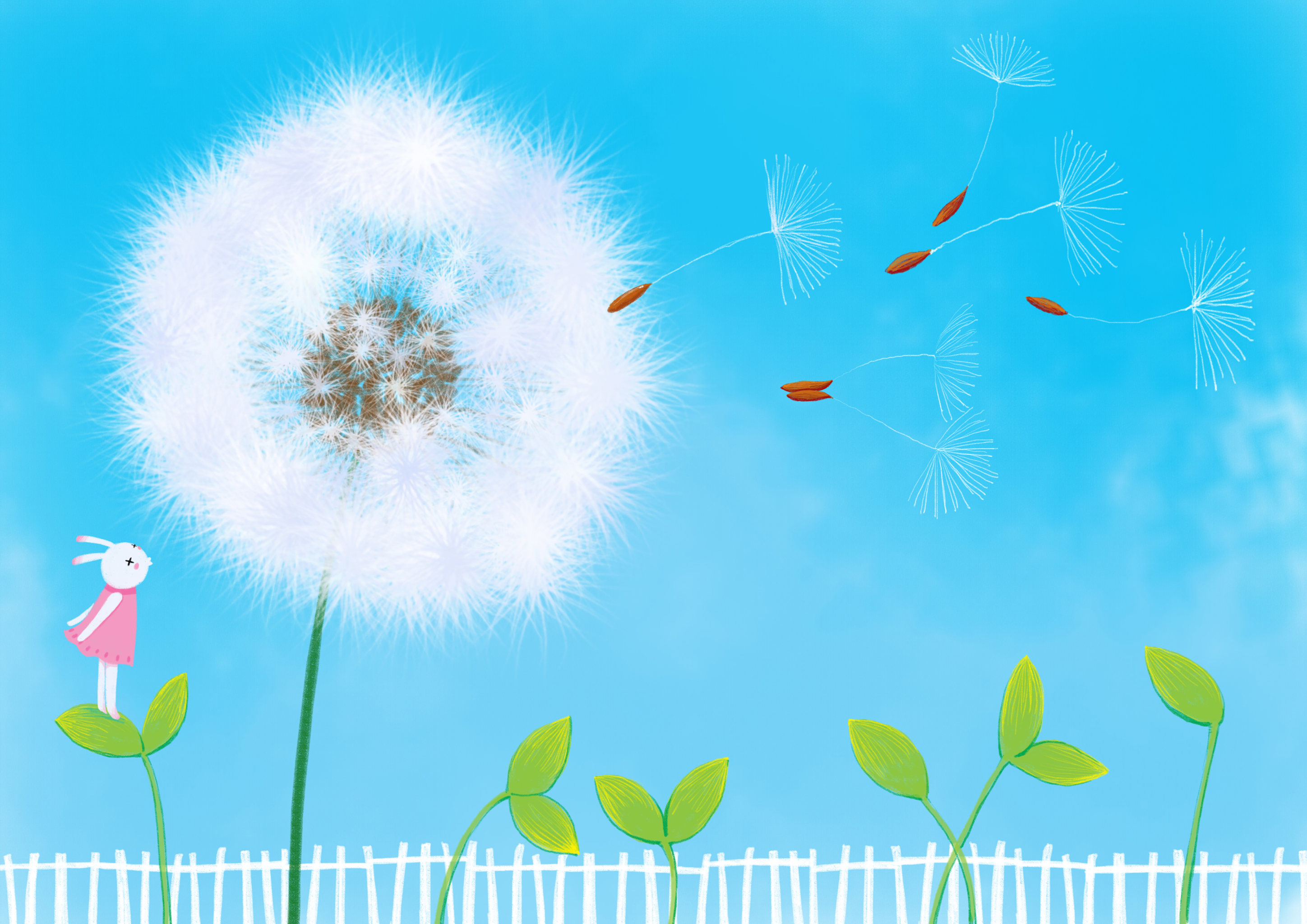 哲理兔系列插画-蒲公英的幸福种子 - jing - 原创作品 - 视觉中国(shi