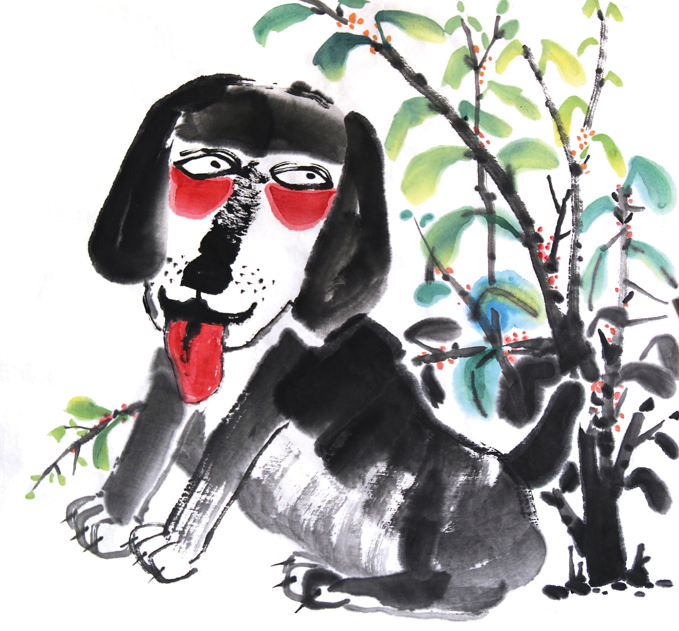 水墨狗系列-吐舌头的狗 - jing - 原创作品 - 视觉中国(shijueme)