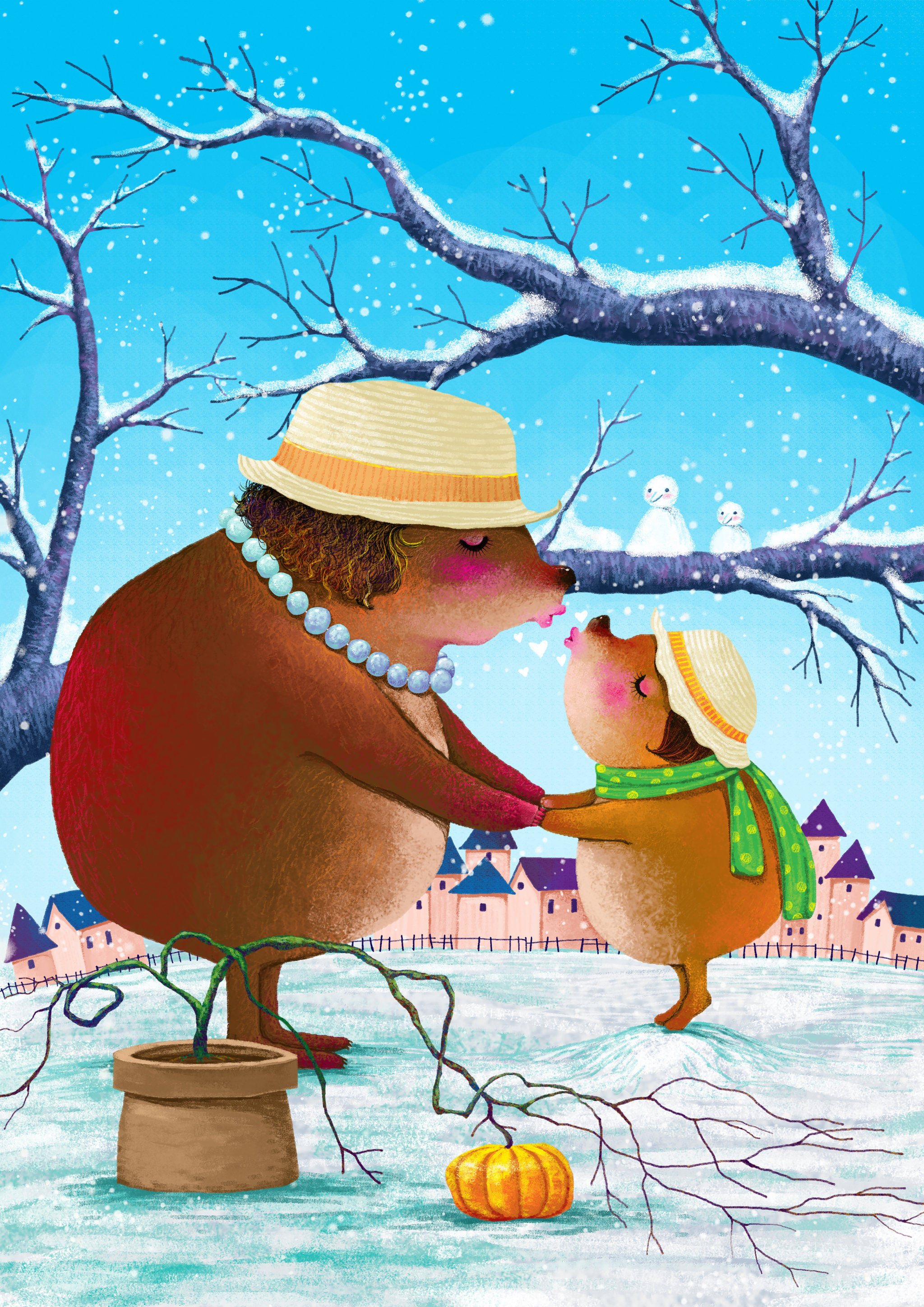 动物大世界插画系列-妈妈的吻