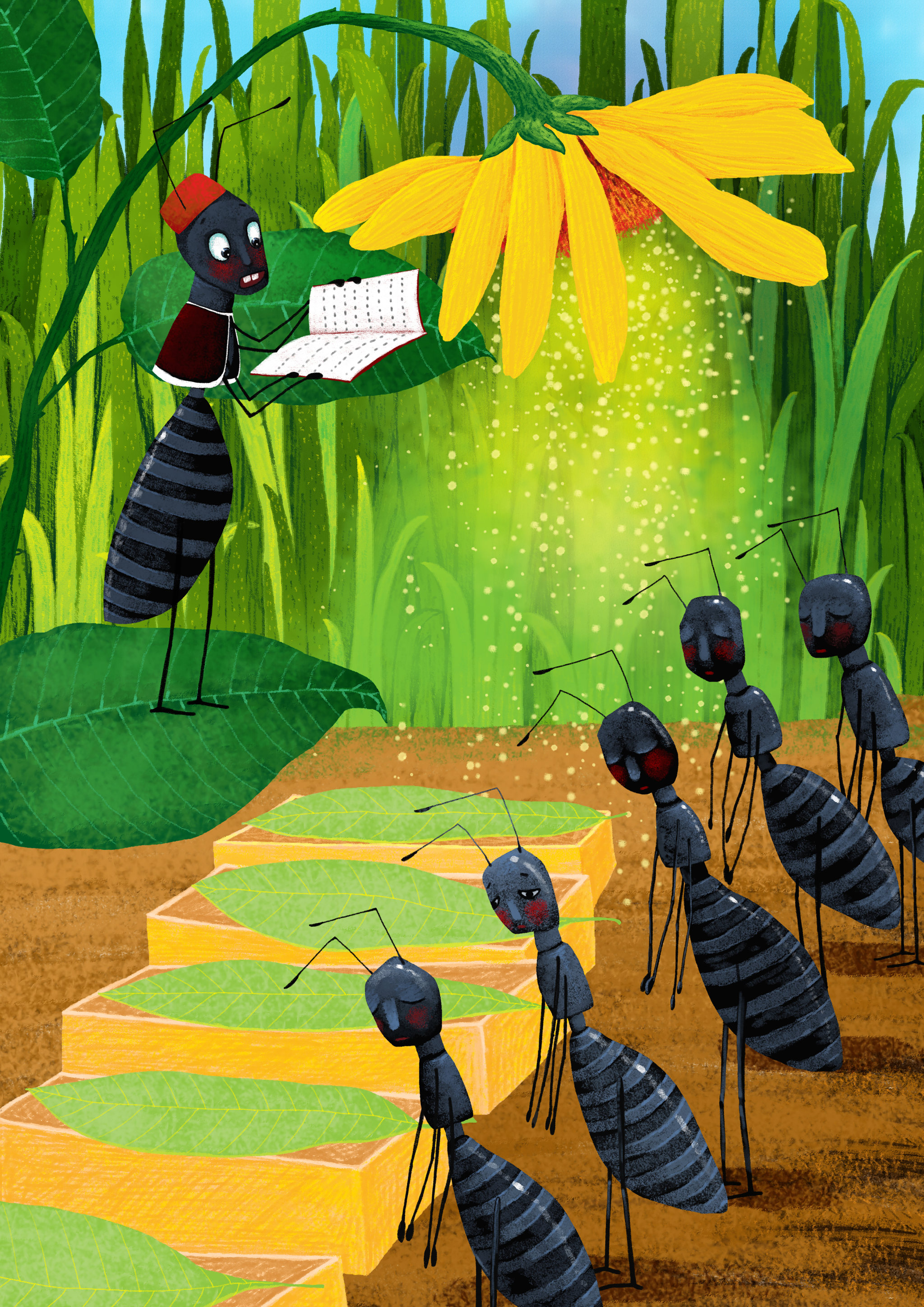 动物插画系列作品共3000幅-蚂蚁在祷告