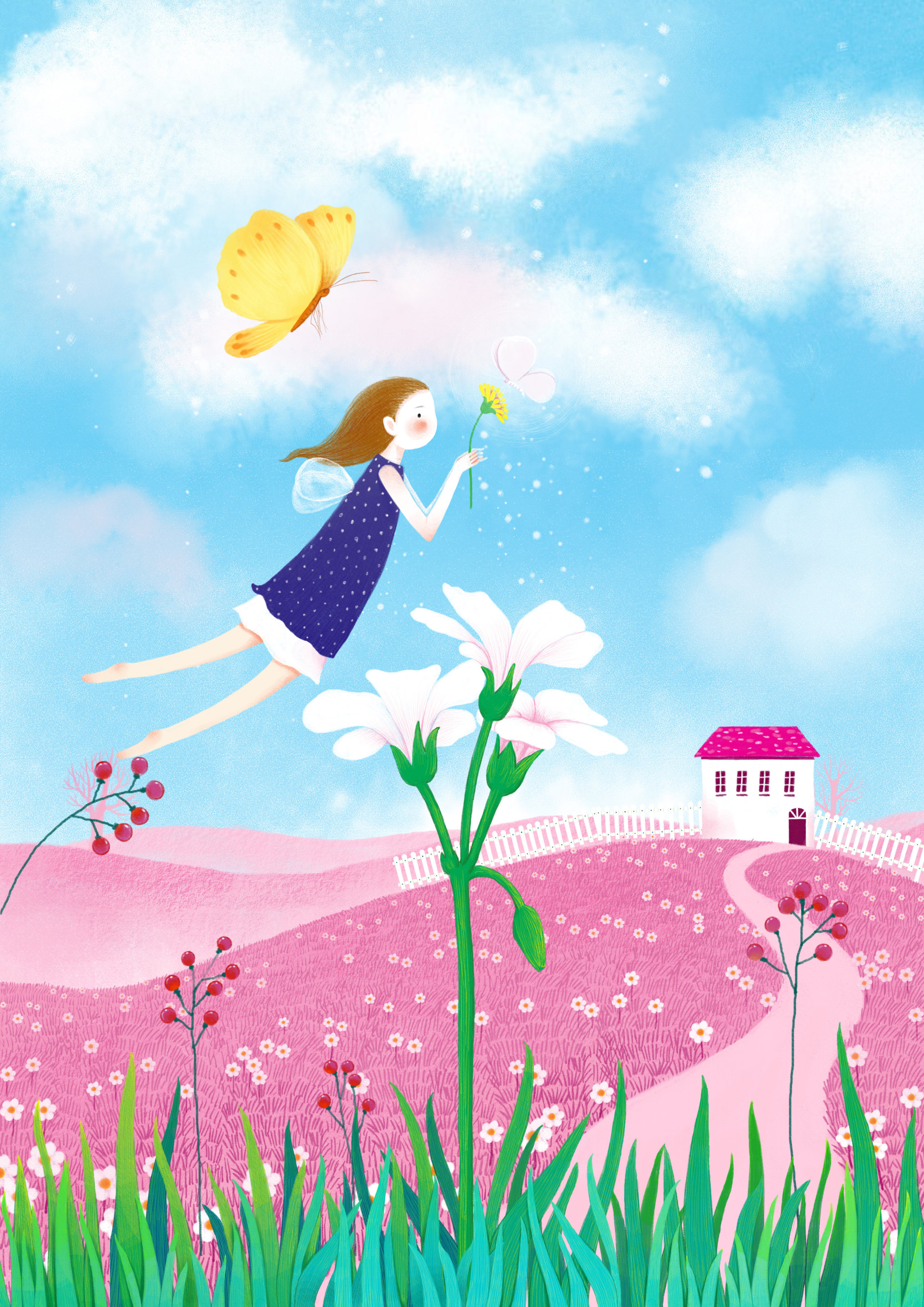 哲理女孩系列插画-蝴蝶仙子