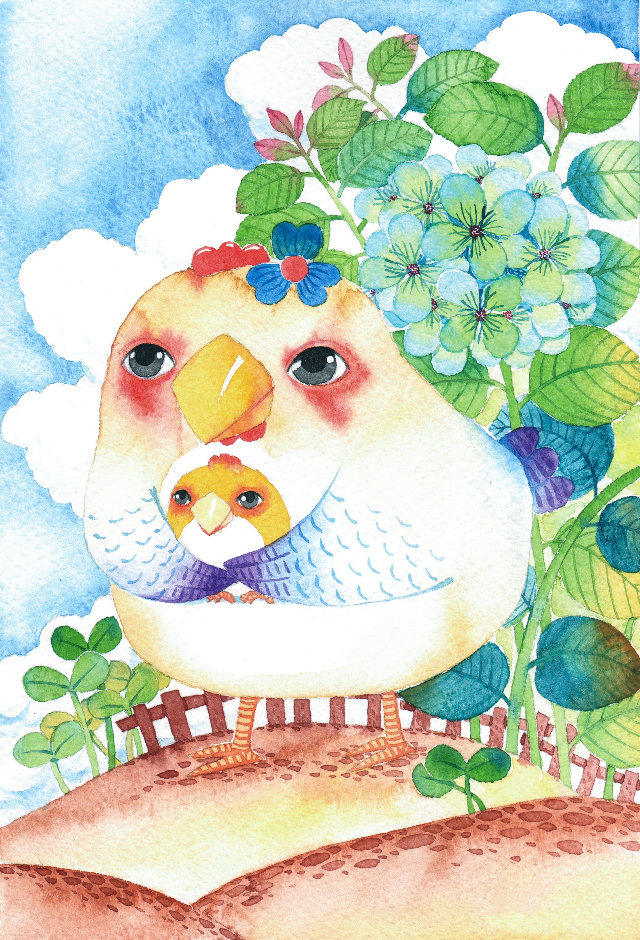 唯美动物插画系列-母鸡