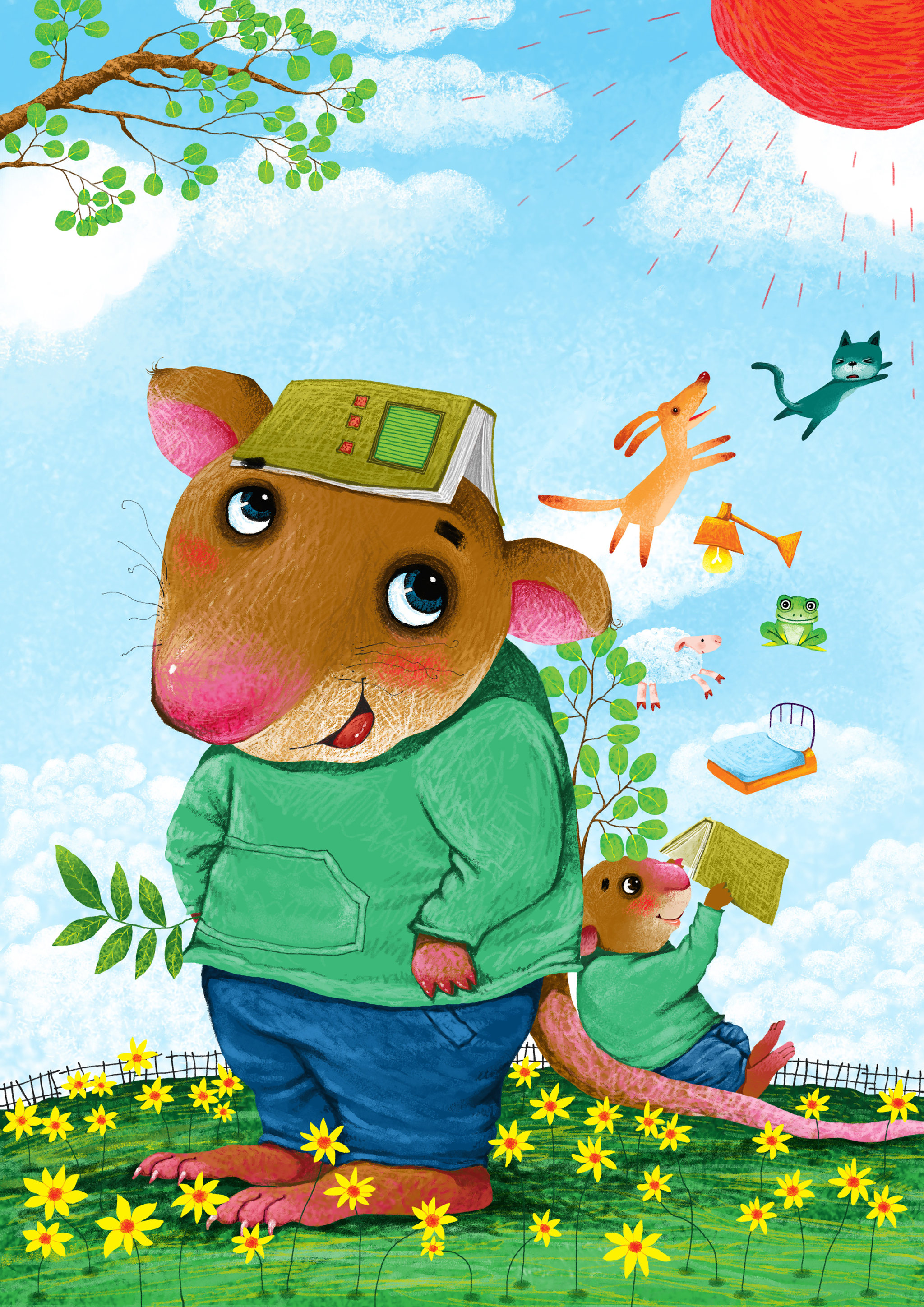 动物大世界插画系列老鼠看书