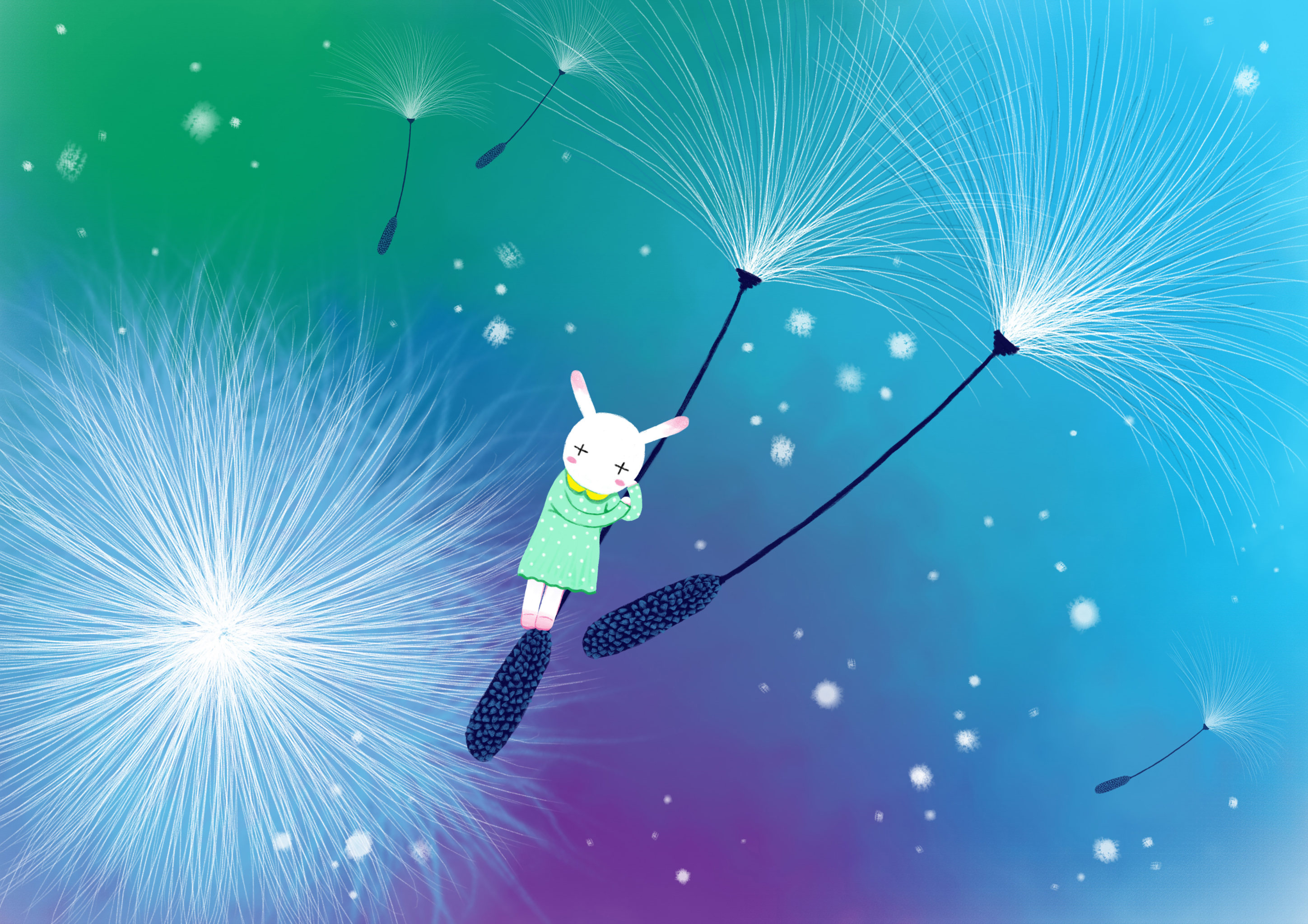 哲理兔系列插画-蒲公英的梦 - jing - 原创作品 - 视觉中国(shijueme)