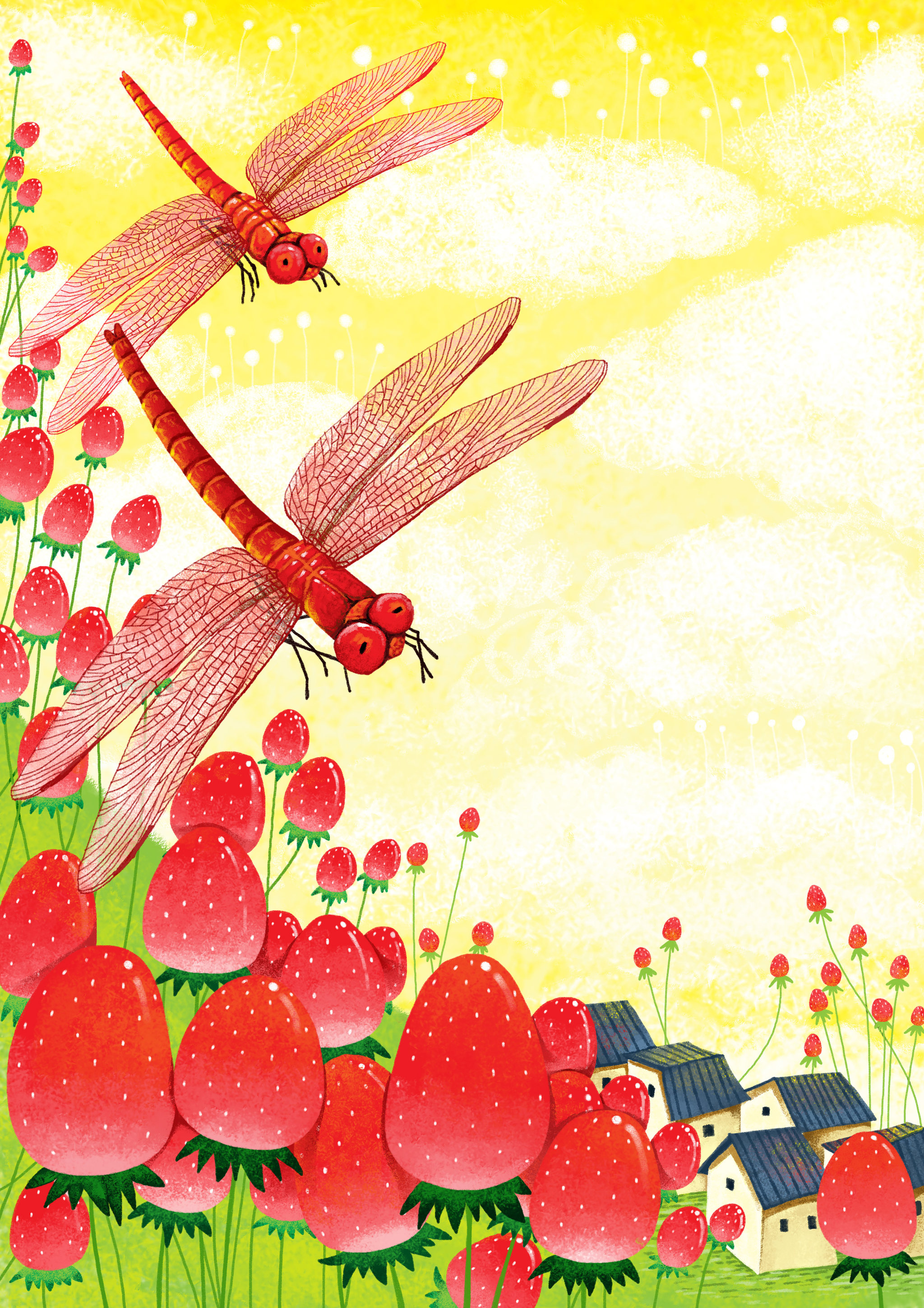 动物插画系列作品-红蜻蜓