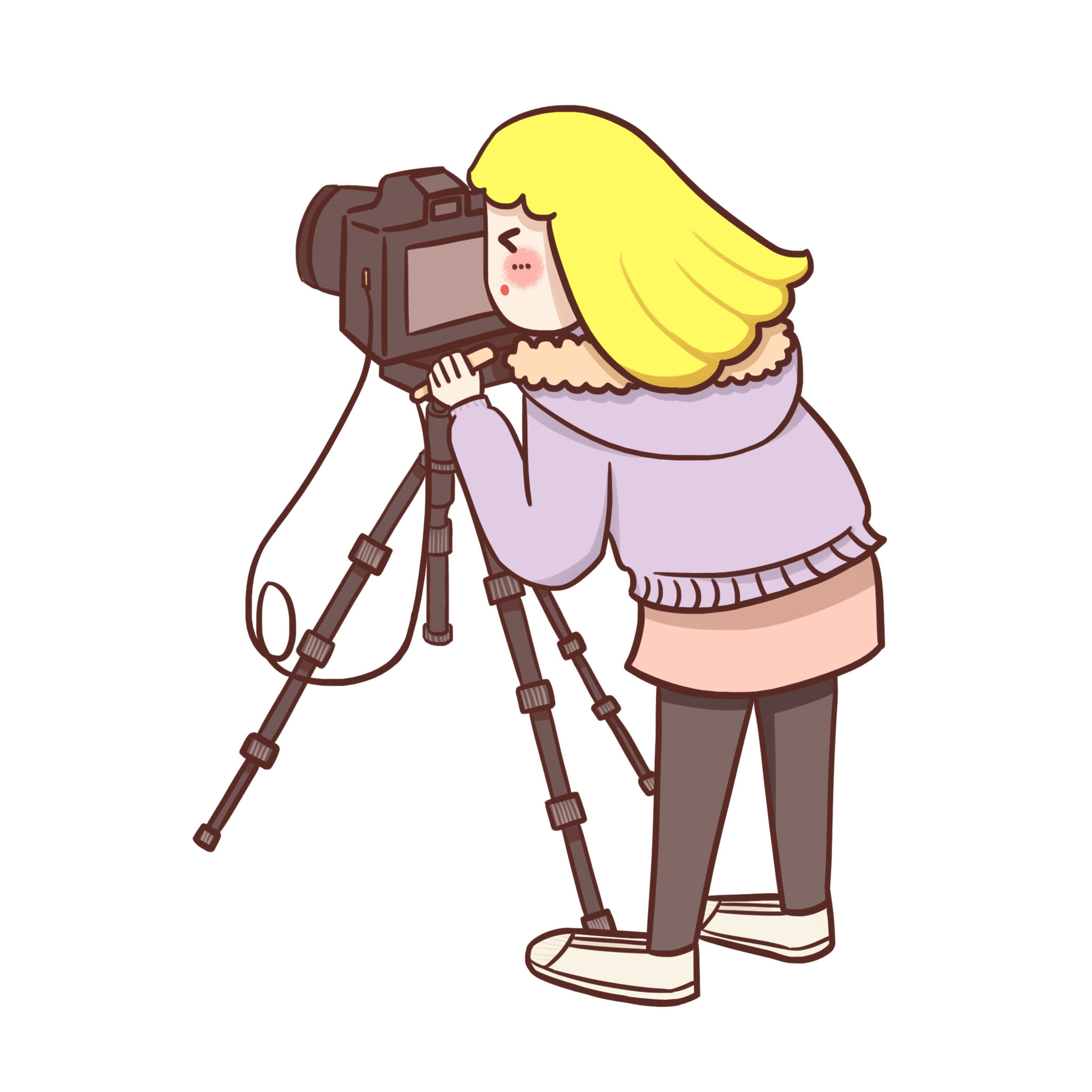 正在摄影的女孩插画