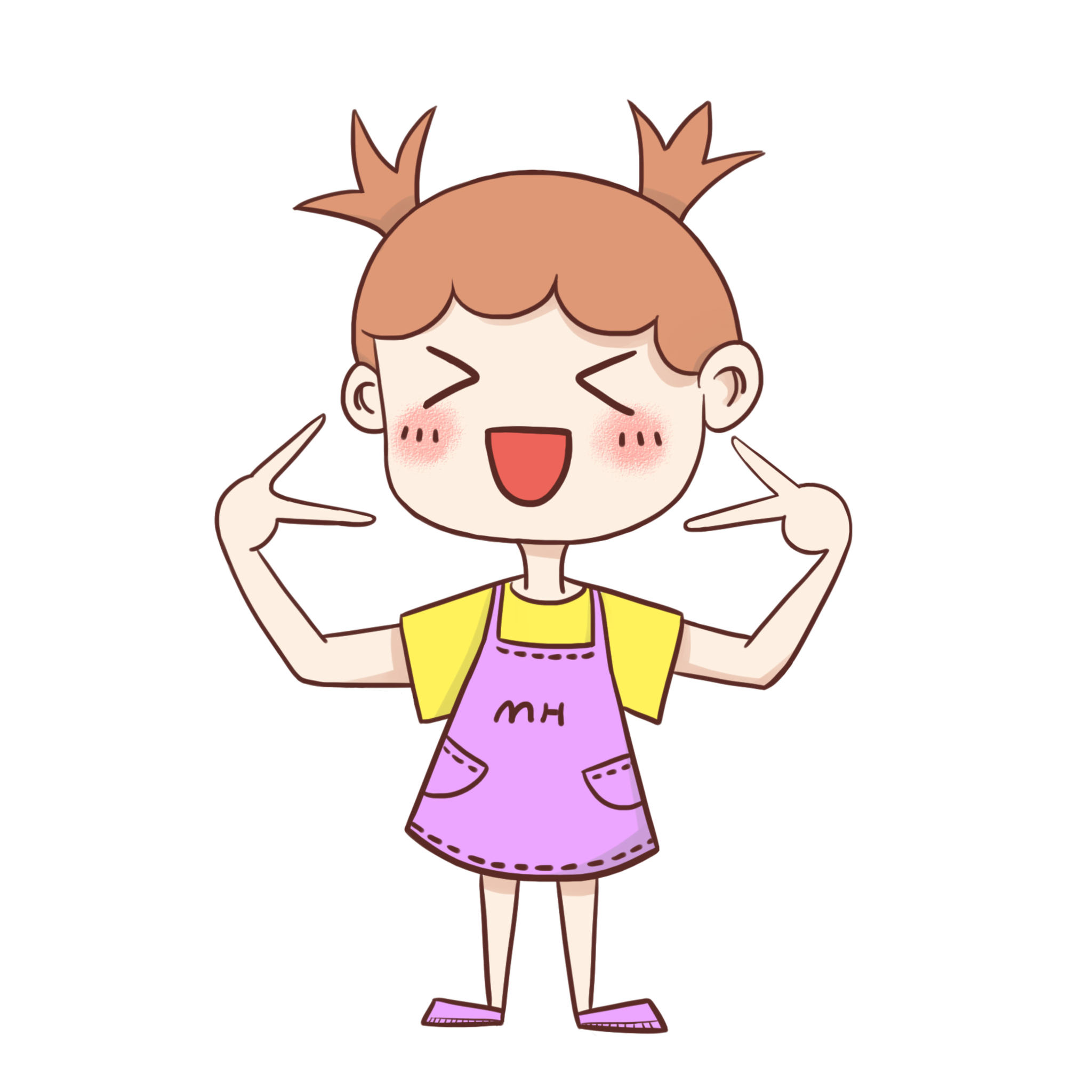 开心女孩全身插画