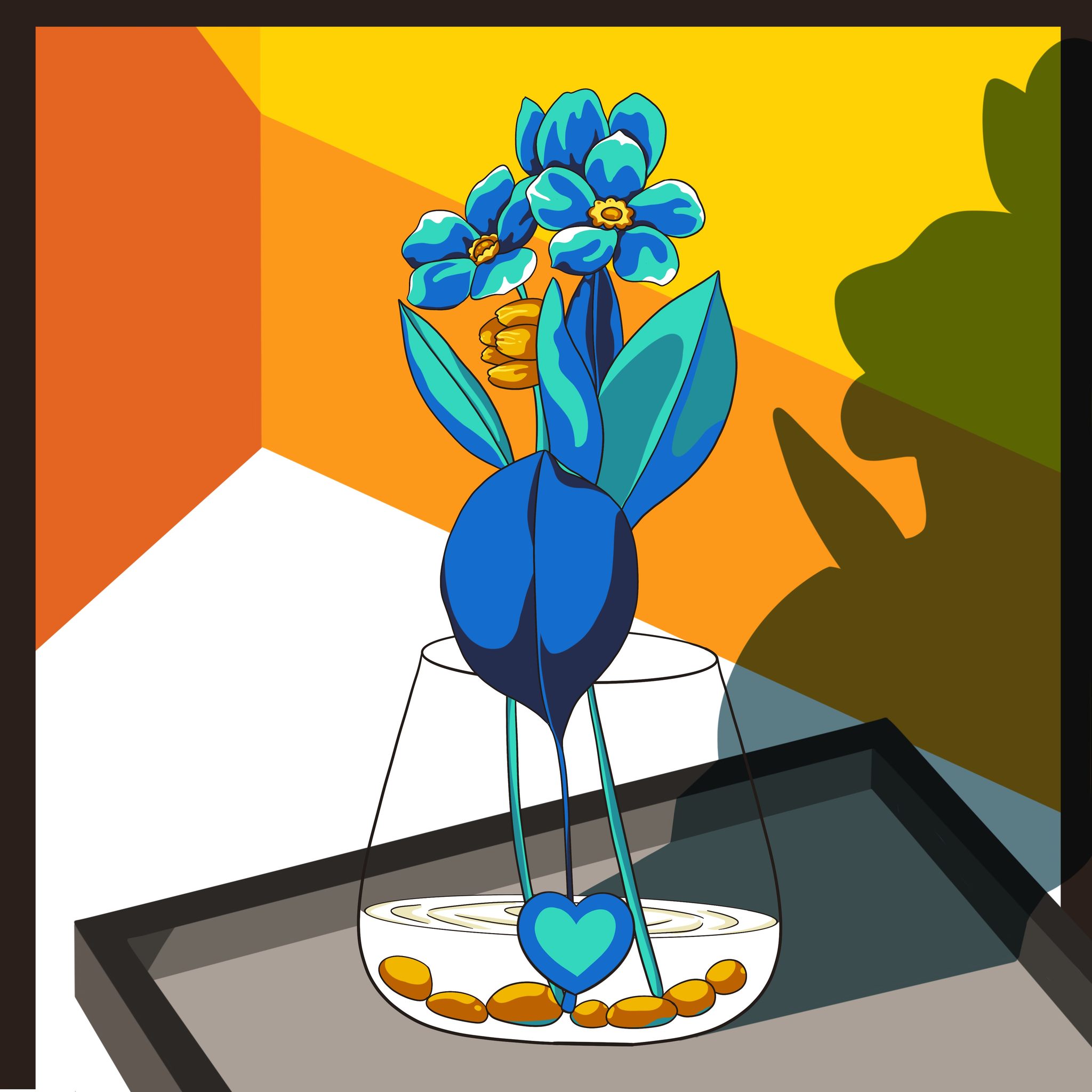 杯子里鲜艳的花朵-勿忘我