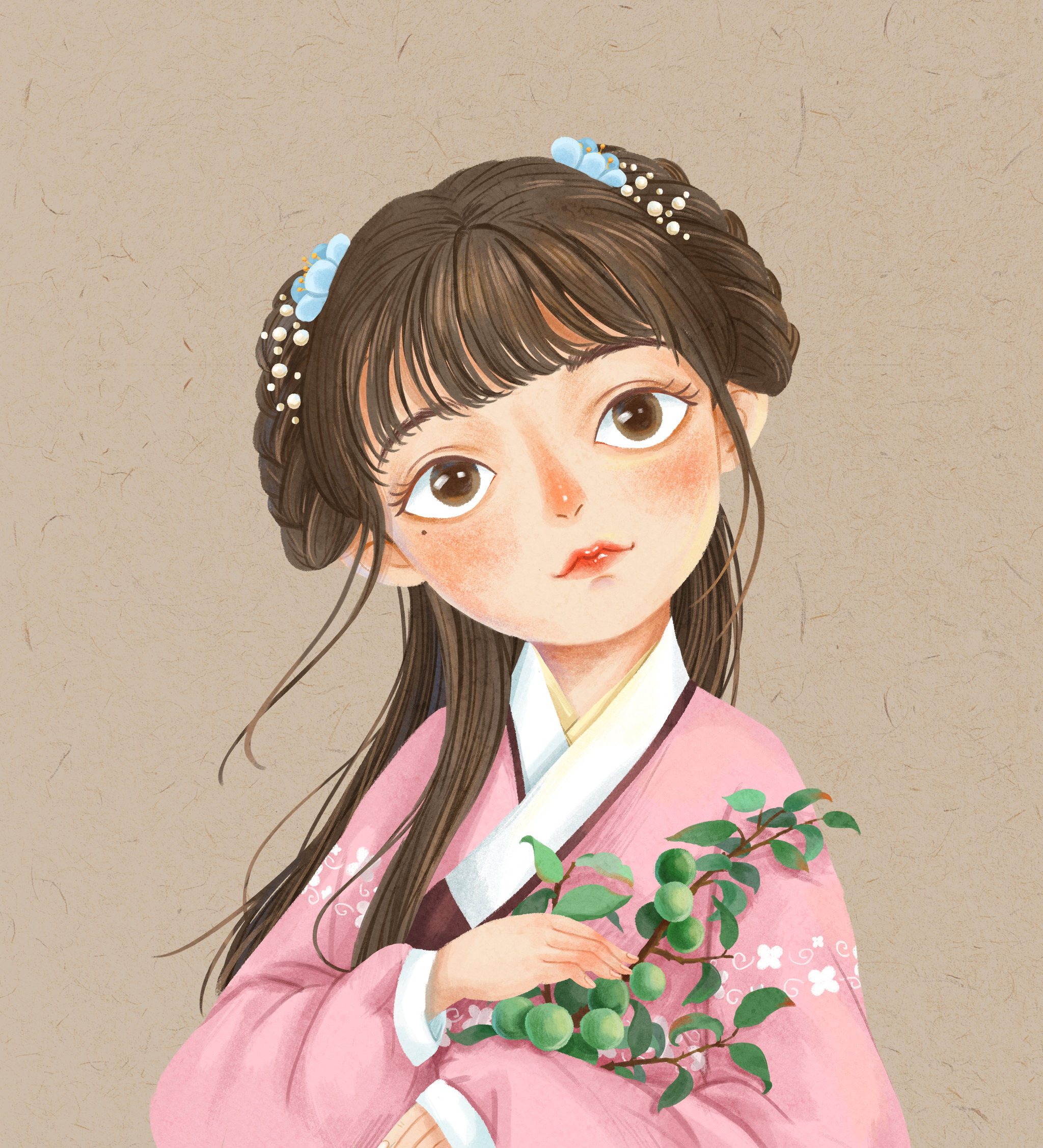 国风女子插画《青梅》