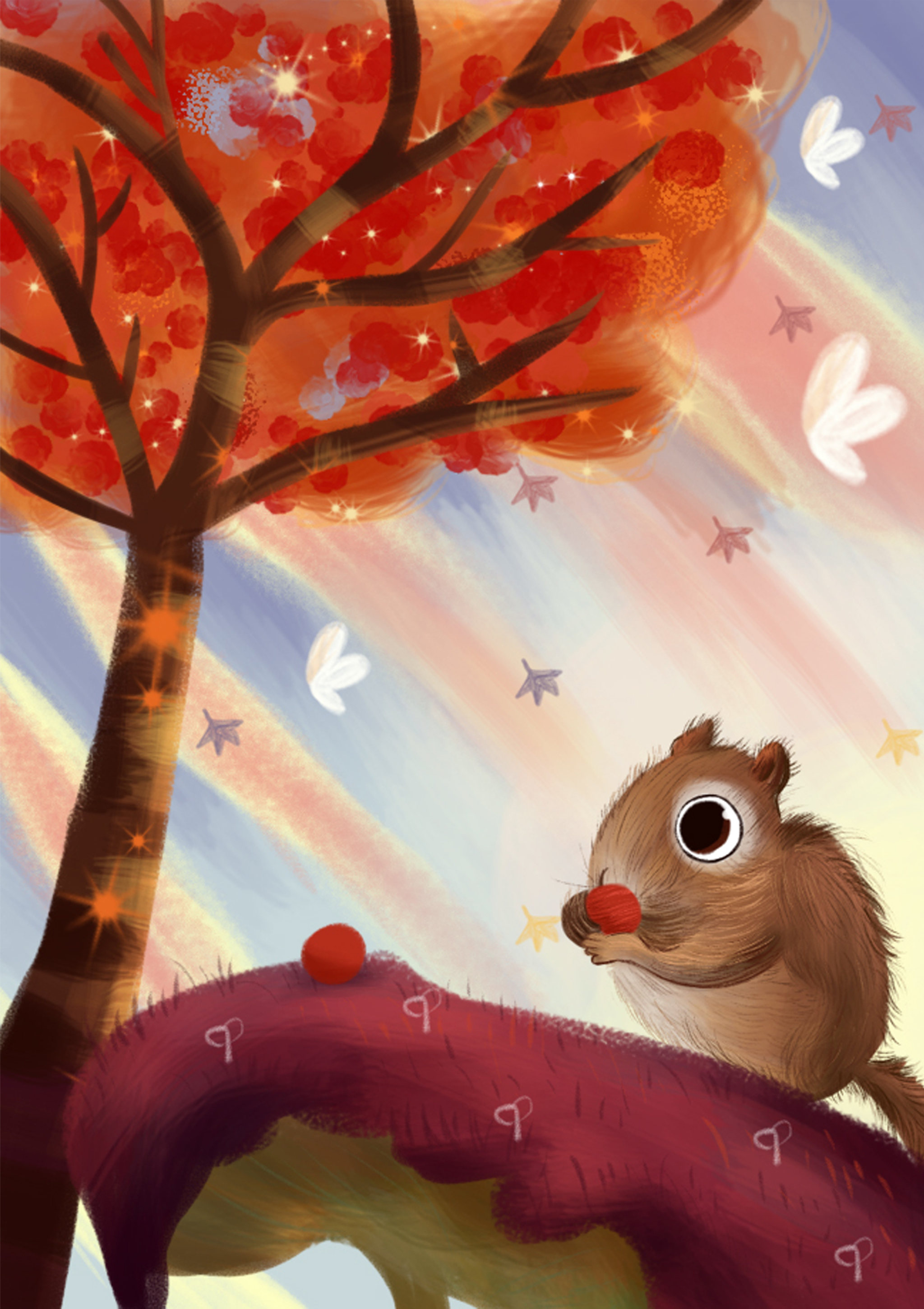 小松鼠吃果子 - 小红象插画 - 原创作品 - 视觉中国(shijueme)